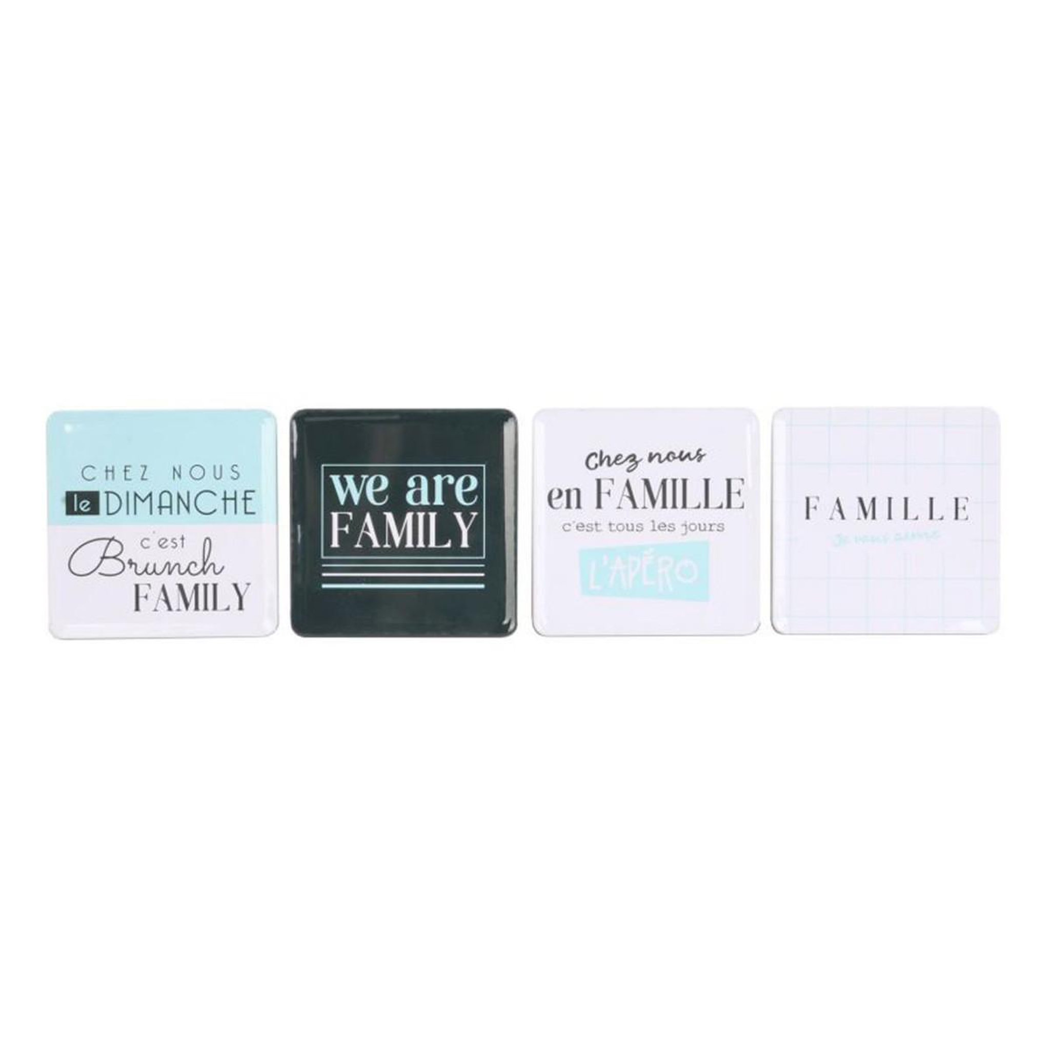Voir la diapositive 1 : The Home Deco Factory Lot de 4 Dessous de Verre  Family  9cm Bleu & Blanc