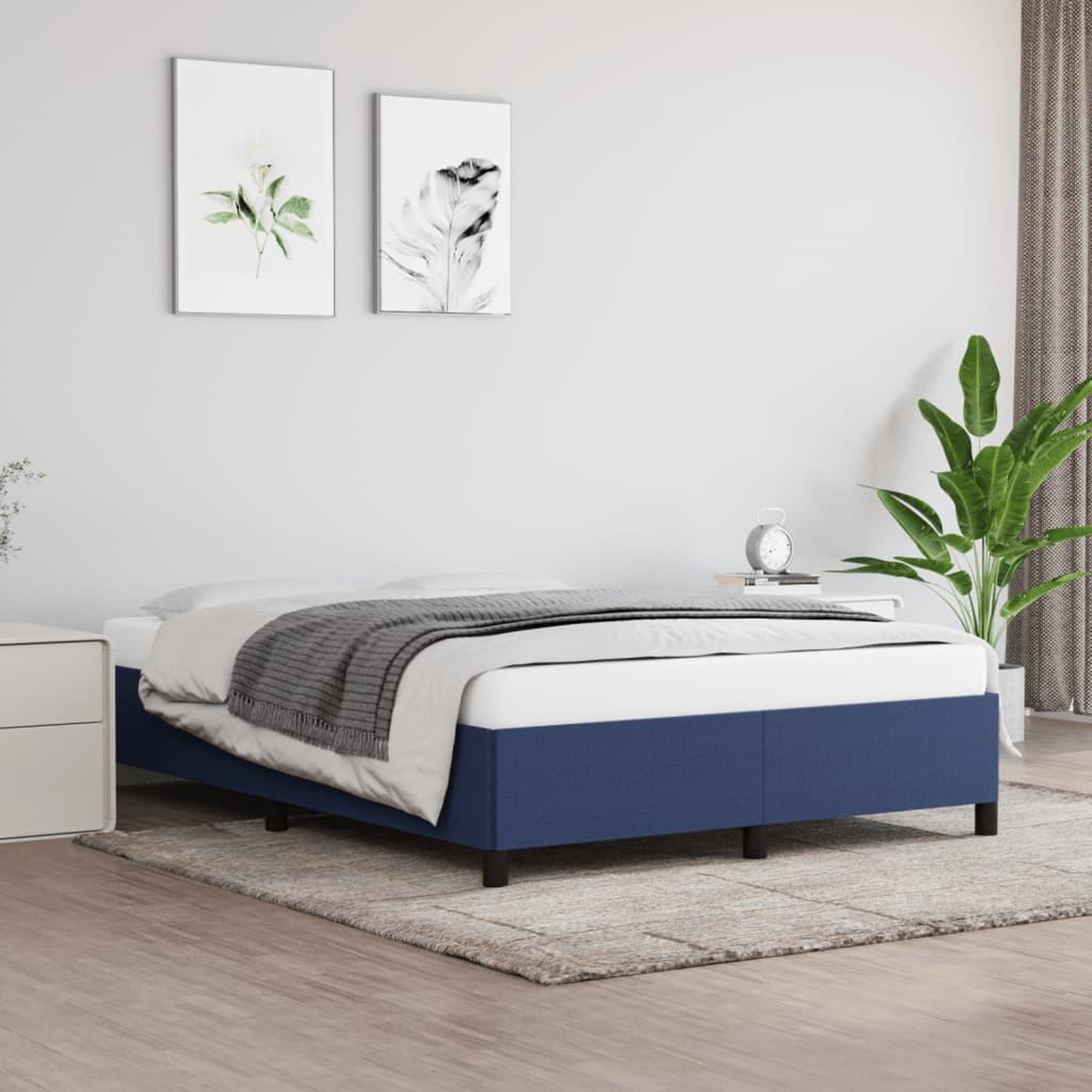 VIDAXL Cadre de lit sans matelas bleu 140x190 cm tissu