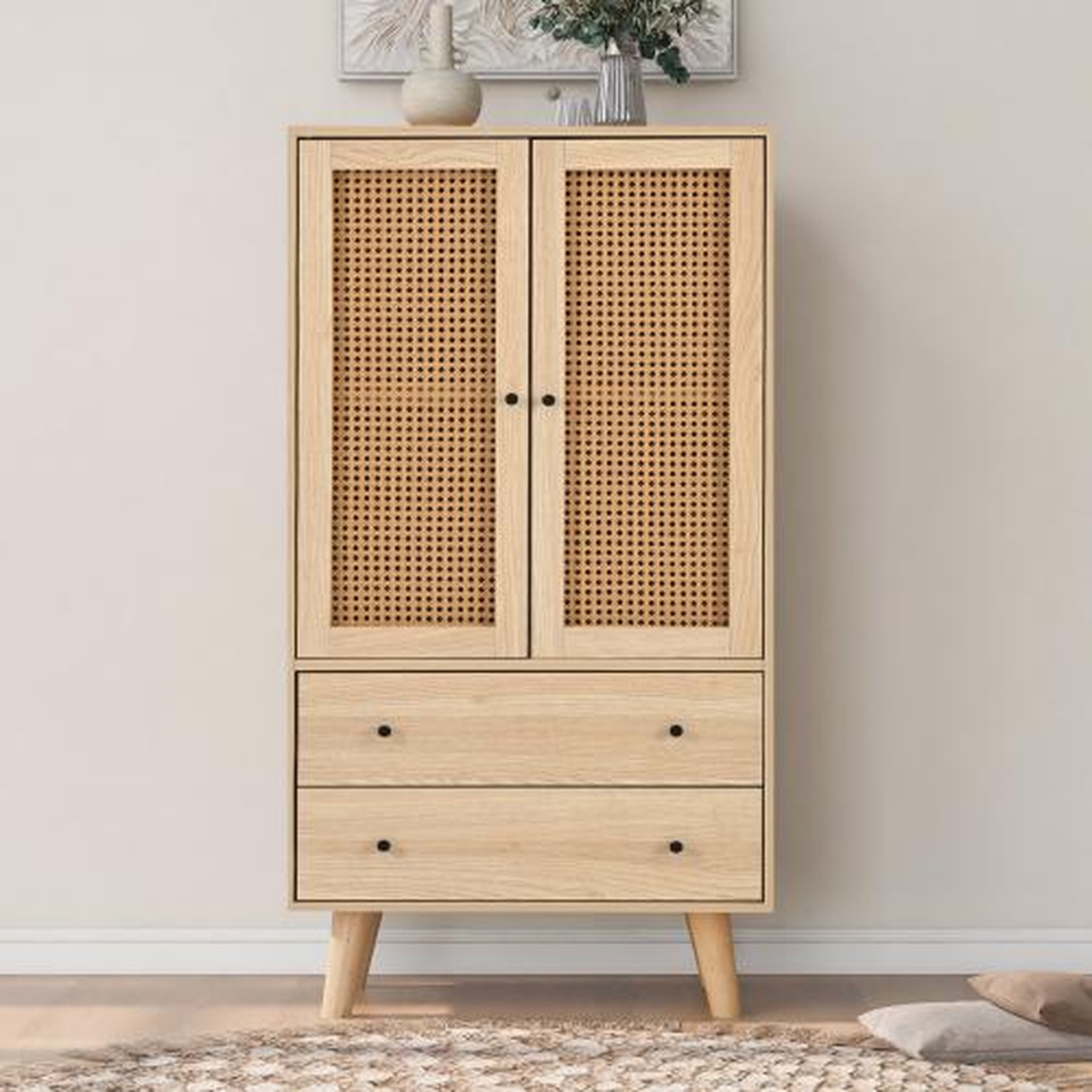 Voir la diapositive 2 : MERAX Buffet 2 porte(s) 2 tiroir(s) - 60 cm naturel panneau de particules