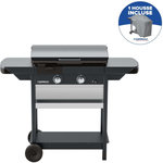 CAMPINGAZ Plancha gaz EX plus noir 2brûleurs sur chariot, 66x42cm + housse