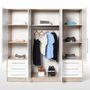 Voir la diapositive 2 : MARKET24 Armoire 4 portes battantes + 6 tiroirs - Chene et blanc - L 206 x P 60 x H 200 cm - JUPITER