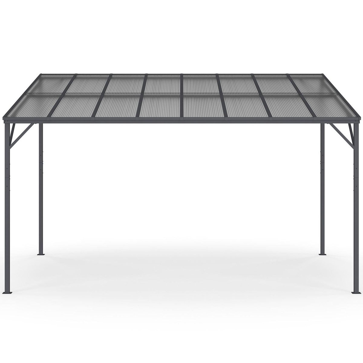 ID MARKET Pergola toit rigide en polycarbonate 3x4 M gris anthracite
