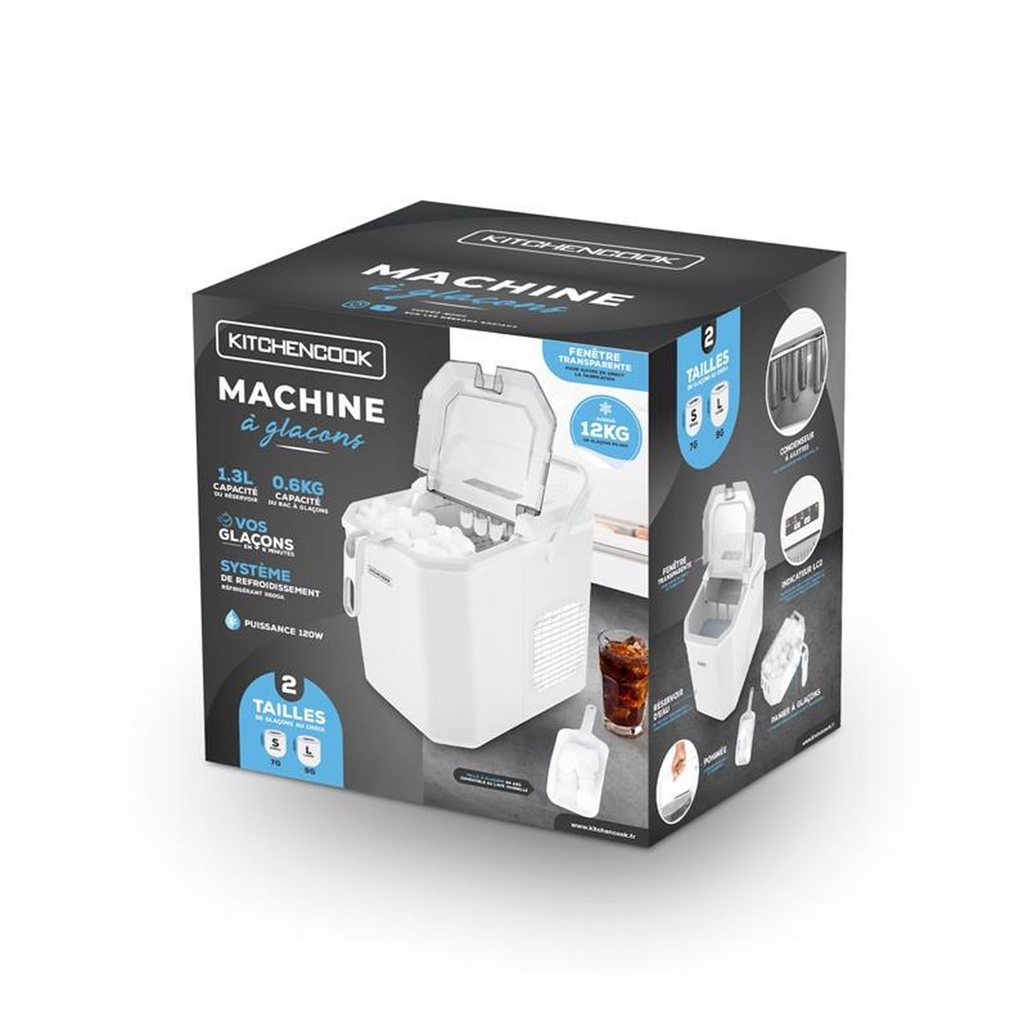Voir la diapositive 5 : KITCHENCOOK Machine à glaçons blanche cubeo white de la marque kitchencook