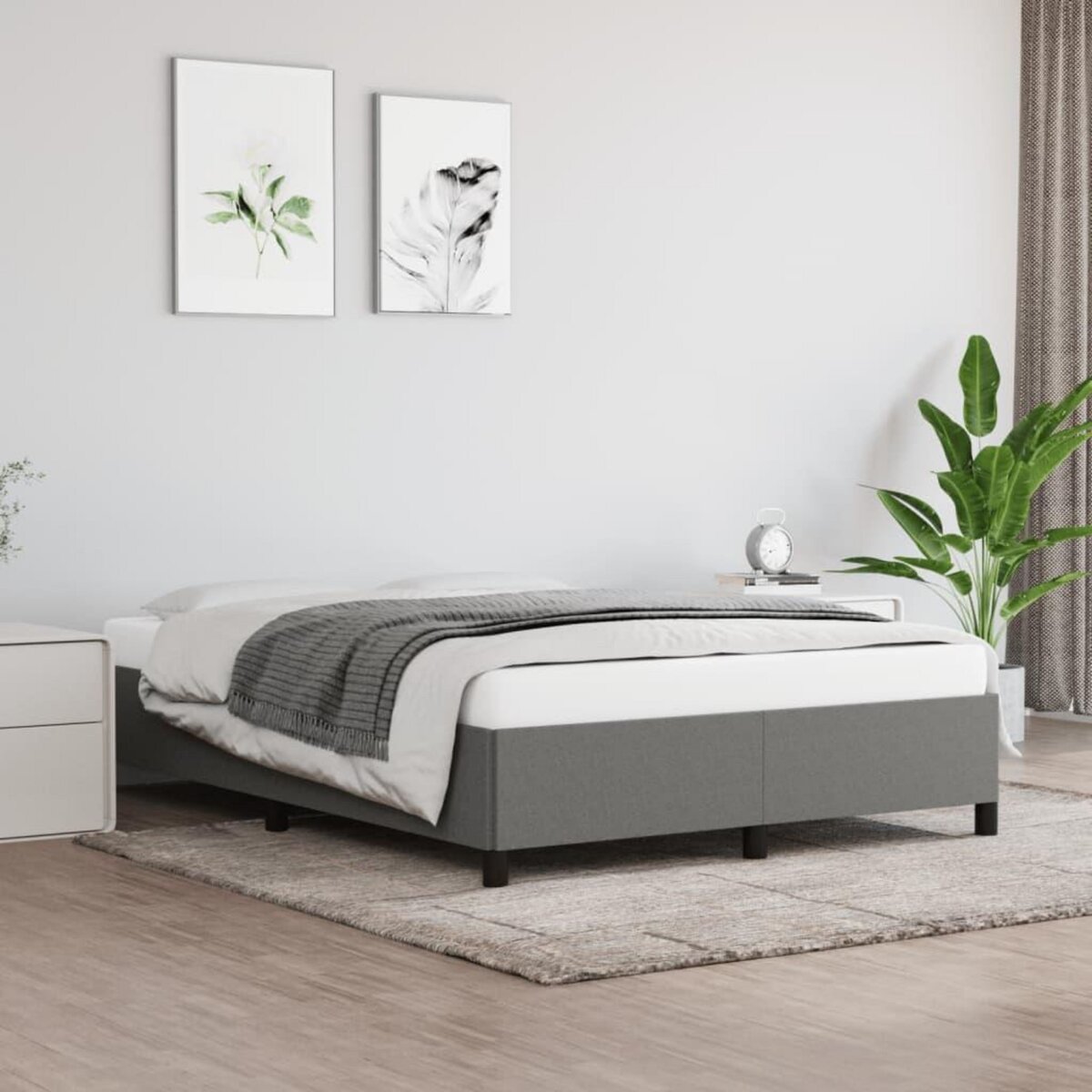 VIDAXL Cadre de lit sans matelas gris fonce 140x200 cm tissu