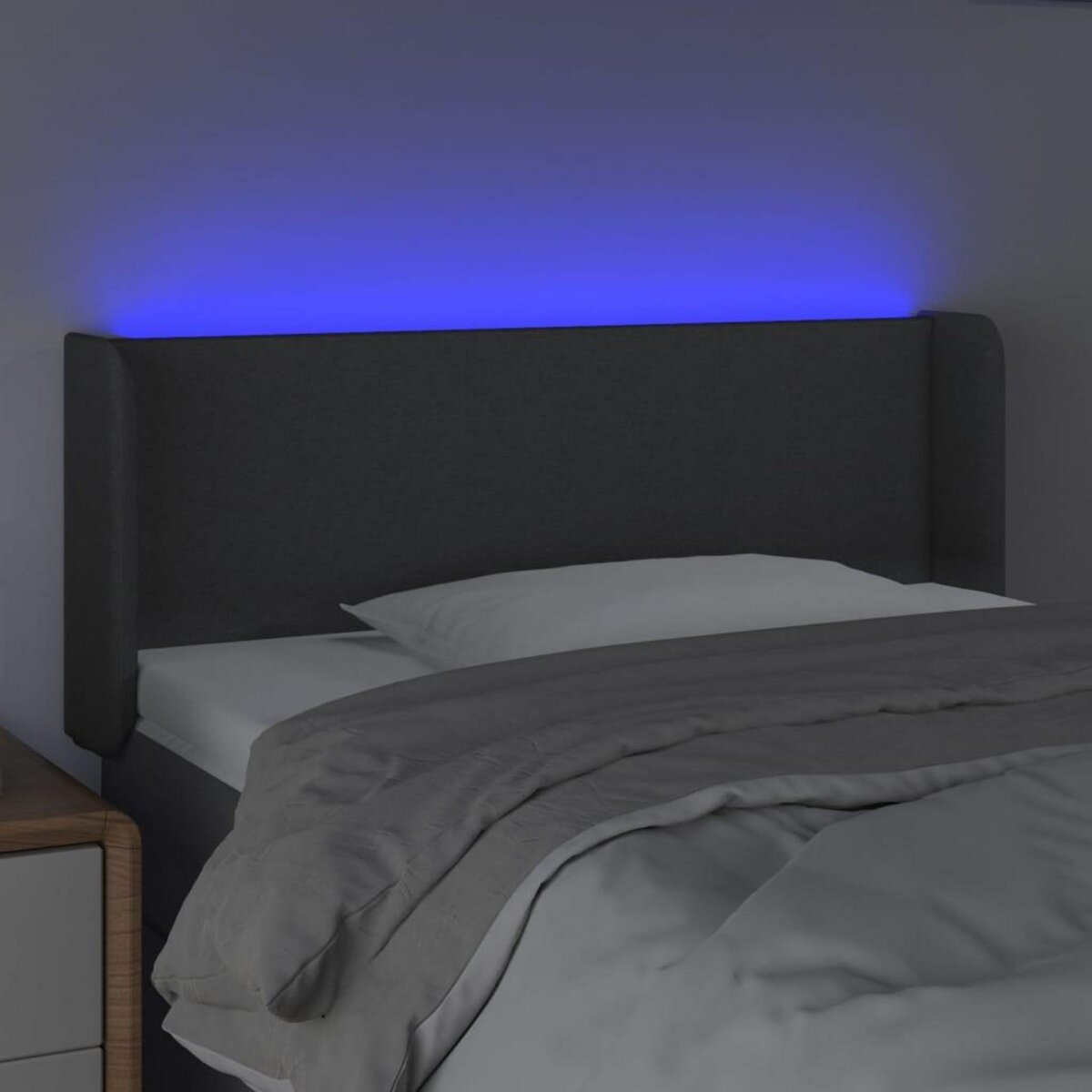 VIDAXL Tete de lit a LED Gris fonce 93x16x78/88 cm Tissu