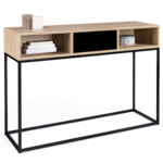 ID MARKET Console 1 tiroir noir BOSTON avec rangements design industriel
