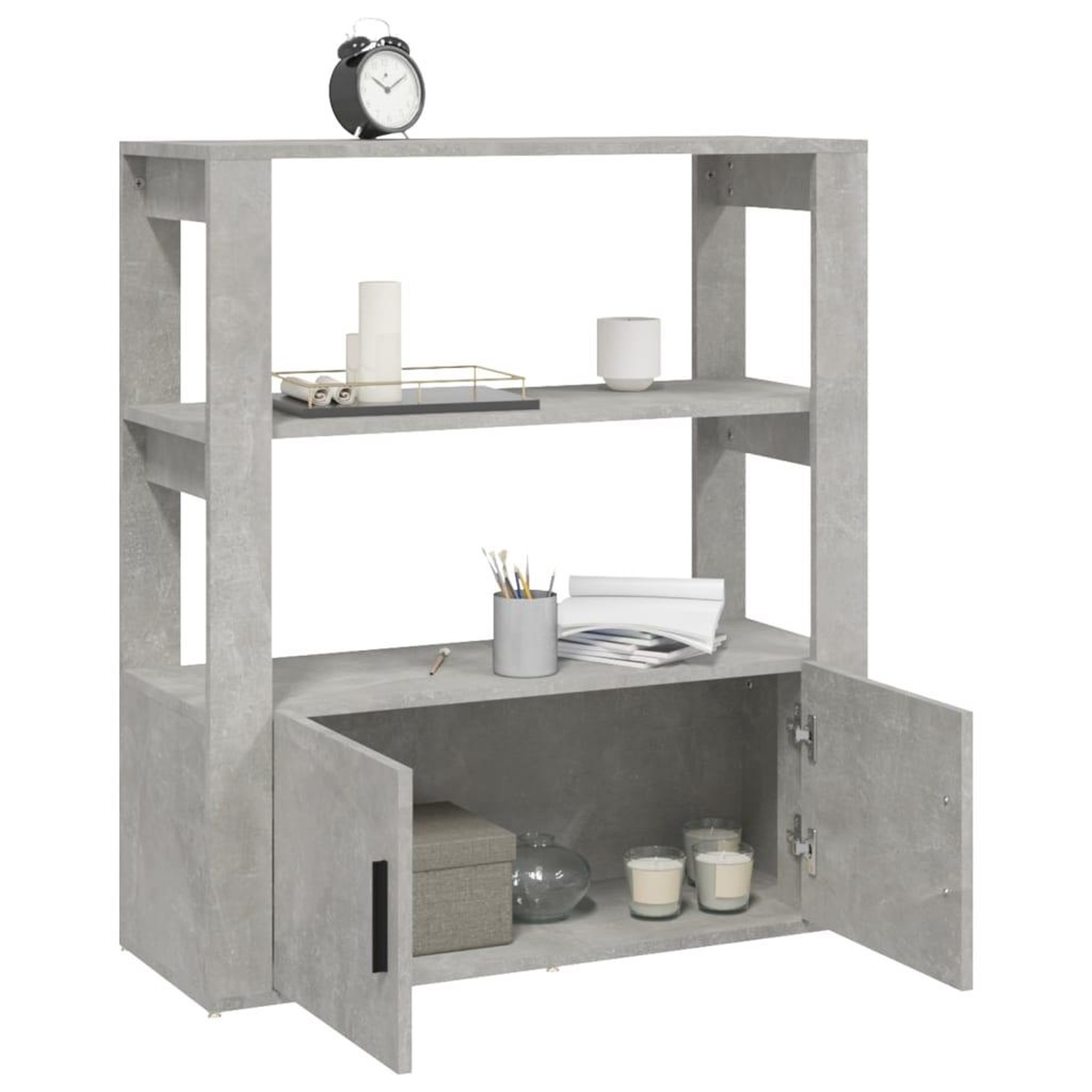 Voir la diapositive 5 : VIDAXL Buffet Gris beton 80x30x90 cm Bois d'ingenierie