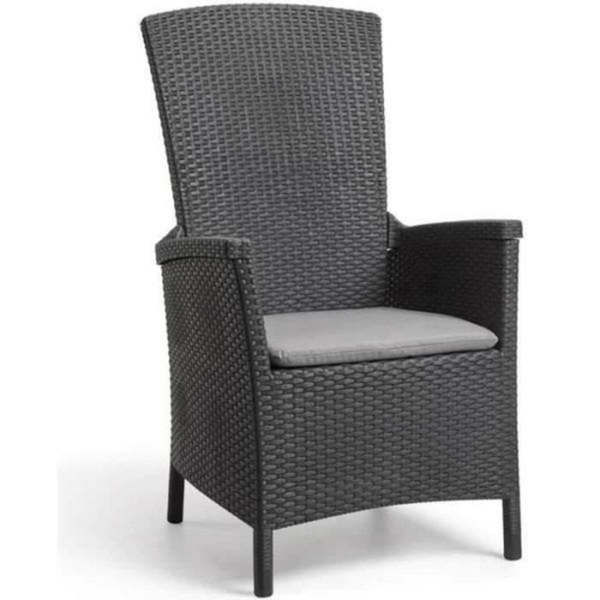 ALLIBERT BATH & DESIGN Fauteuil de jardin - Allibert by KETER - VERMONT - Résine imitation rotin tressé - Coloris : gris graphite - Dossier inclinabl