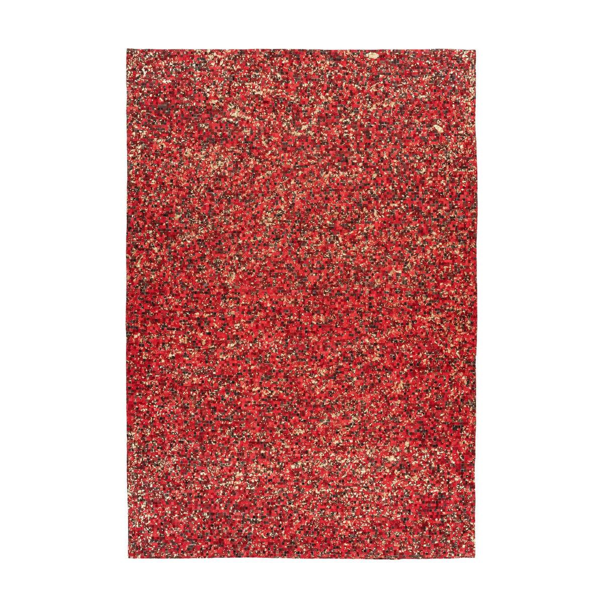Paris Prix Tapis en cuir fait main  finish  rouge & or. Coloris disponibles : Rouge