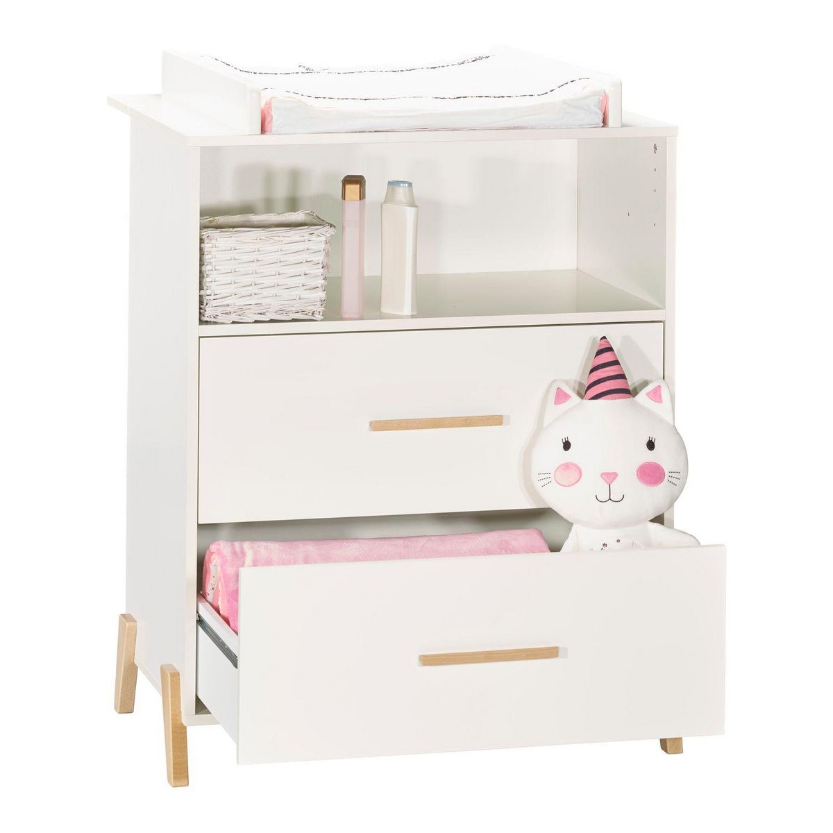 BABY PRICE Commode 2 Tiroirs et 1 Niche - JOY NATUREL