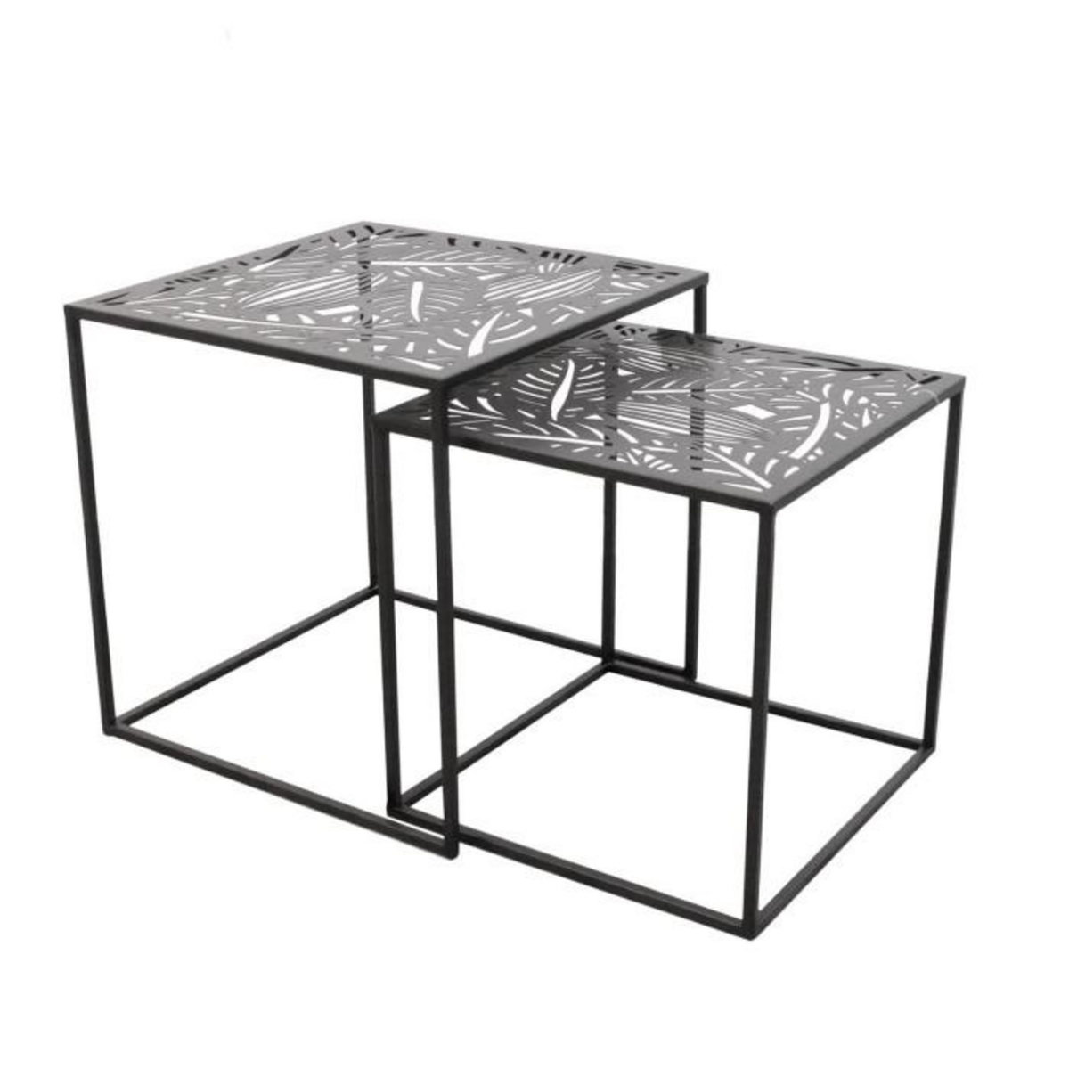 Paris Prix Lot de 2 Tables Gigognes  Havana  40cm Noir