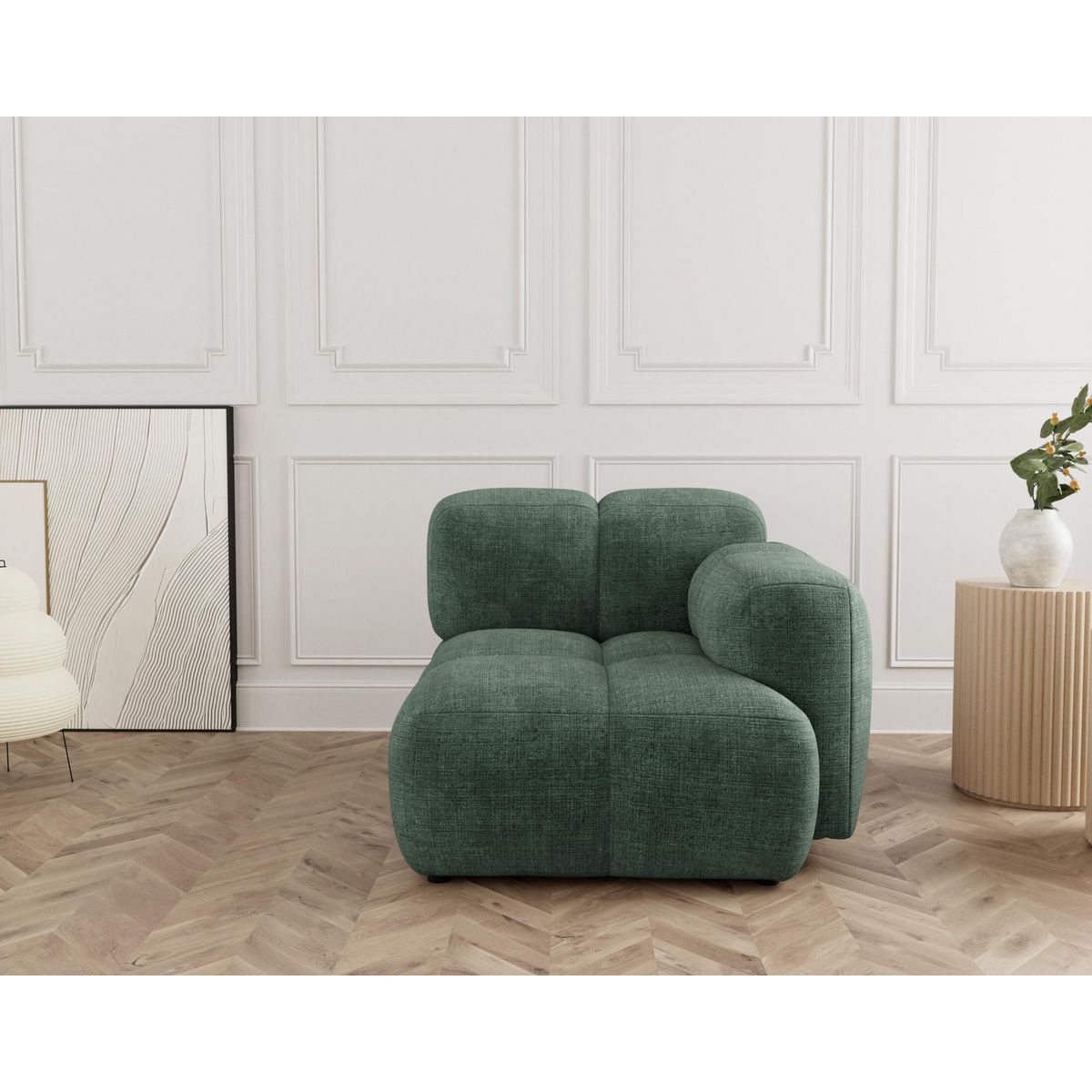 LISA DESIGN Grace - module d'assise droit en velours texturé