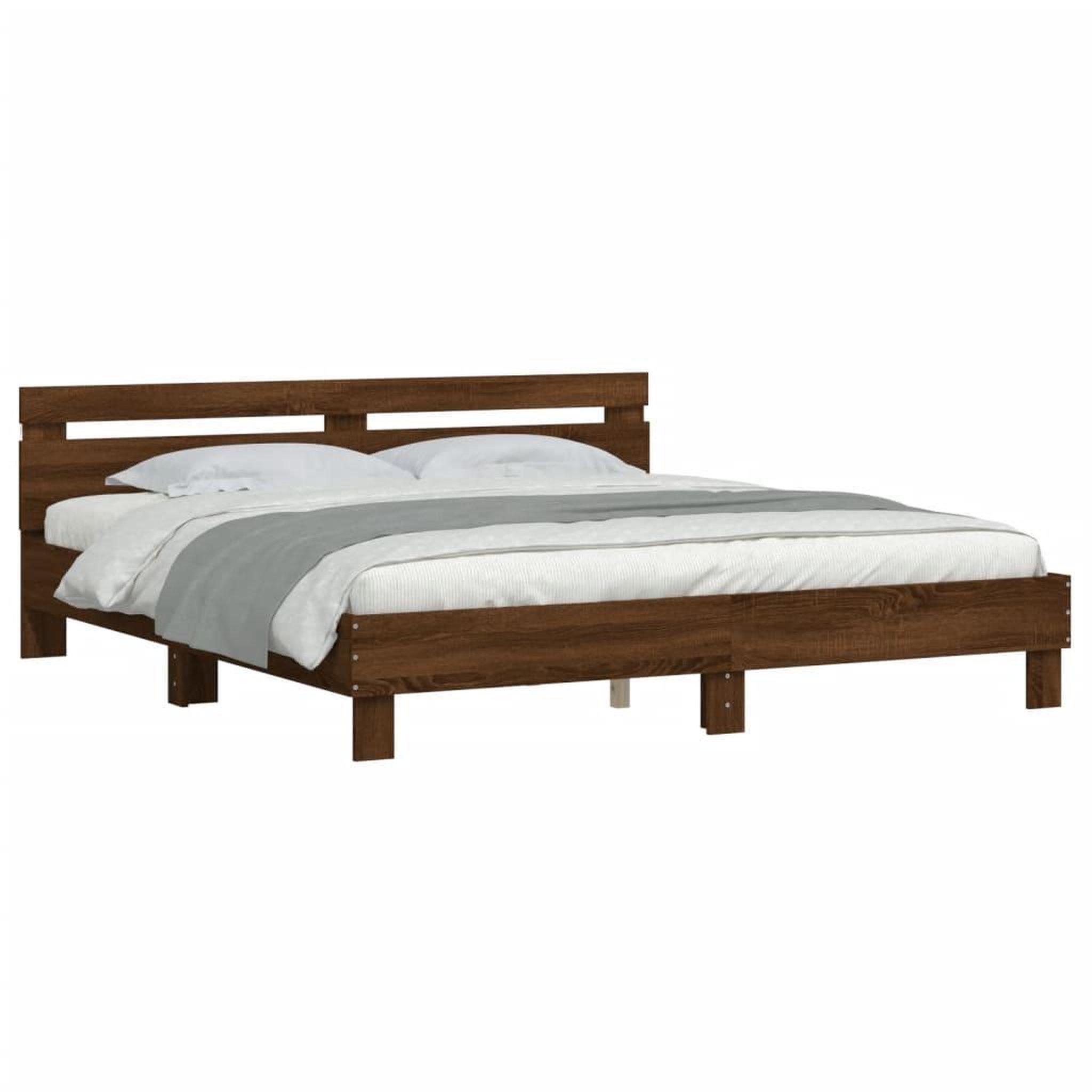 Voir la diapositive 3 : VIDAXL Cadre de lit avec LED sans matelas chene marron 200x200 cm