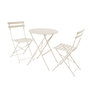 Voir la diapositive 1 : SWEEEK Table de jardin bistrot pliante métal + 2 assises beige Ø60 x 70cm. acier thermolaqué