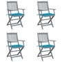Voir la diapositive 1 : VIDAXL Chaises pliables d'exterieur lot de 4 et coussins Bois d'acacia