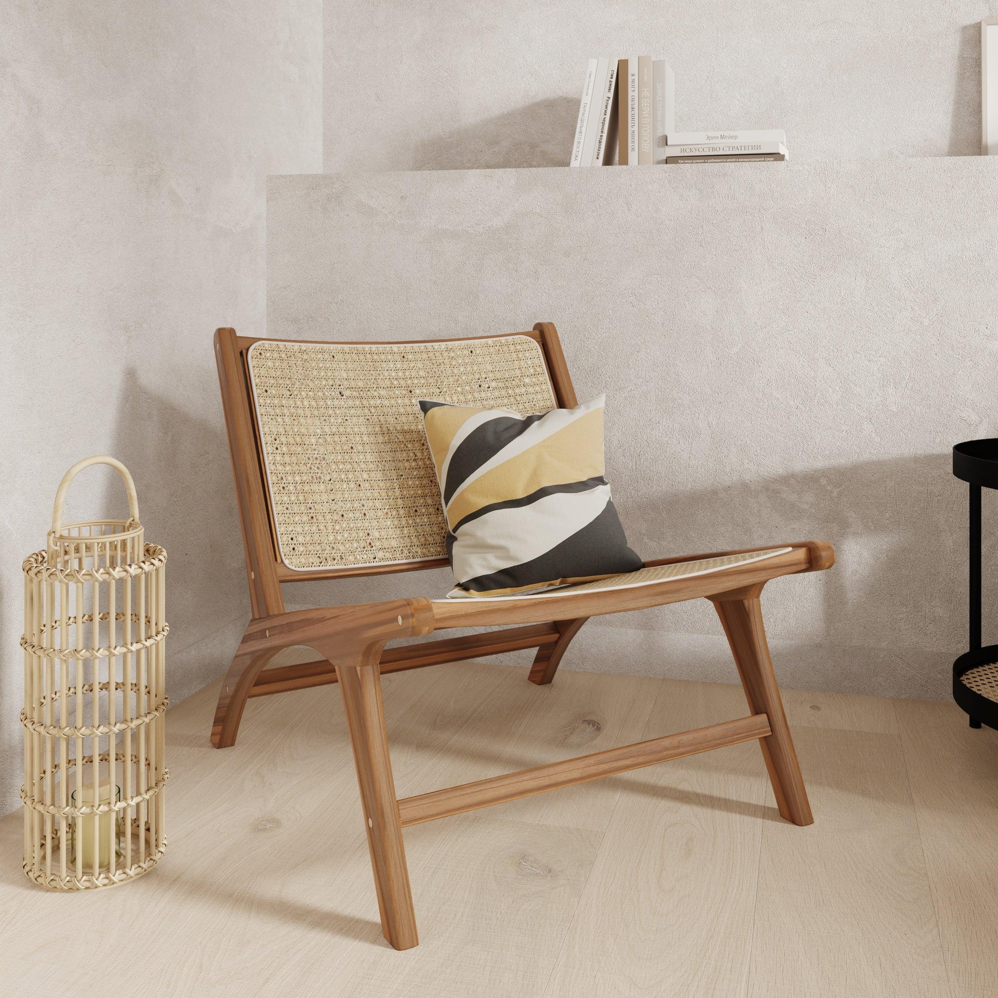 Voir la diapositive 3 : MAISON PAVANE Fauteuil en teck et tressage cannage en rotin-kilka