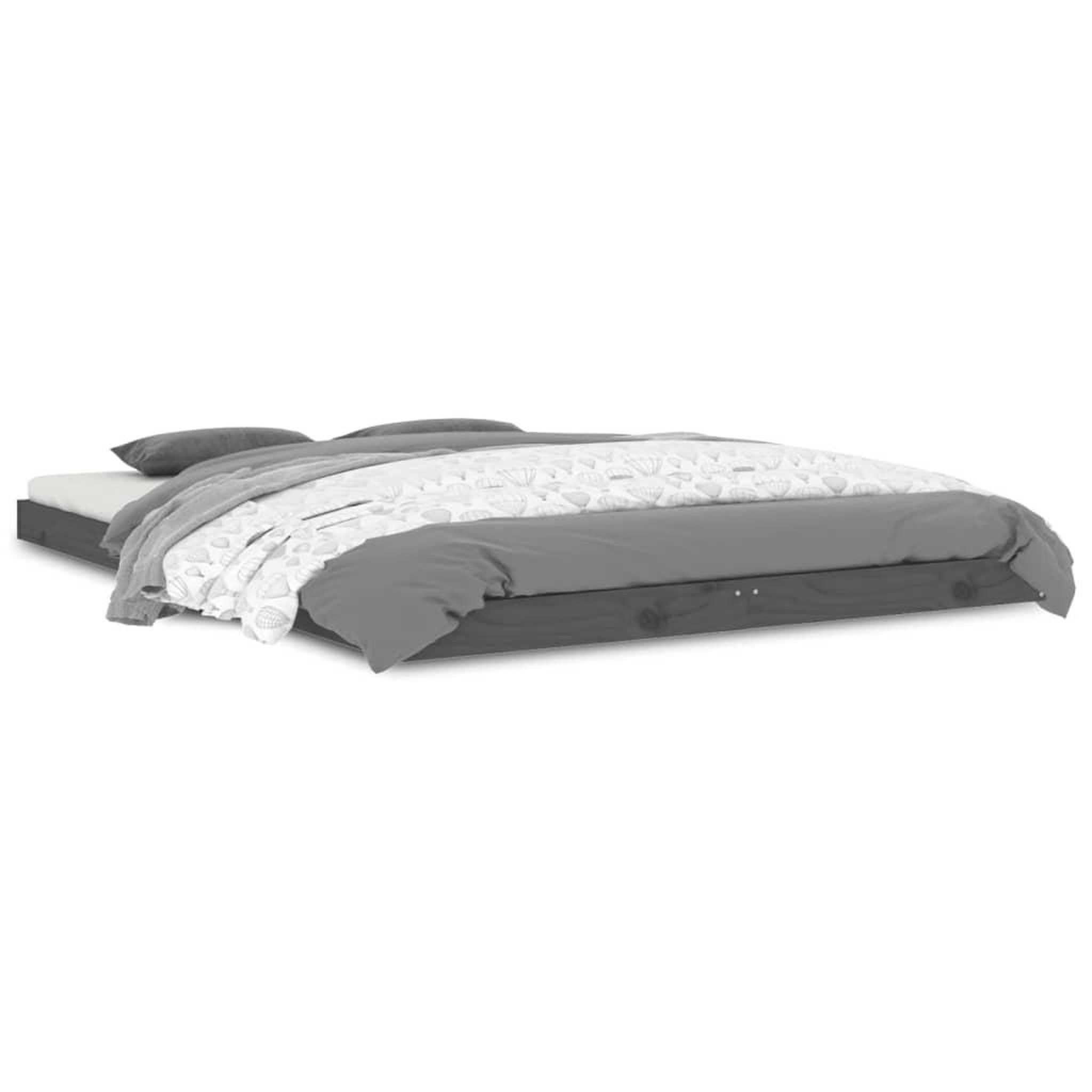 Voir la diapositive 2 : VIDAXL Cadre de lit sans matelas gris 135x190 cm bois de pin massif