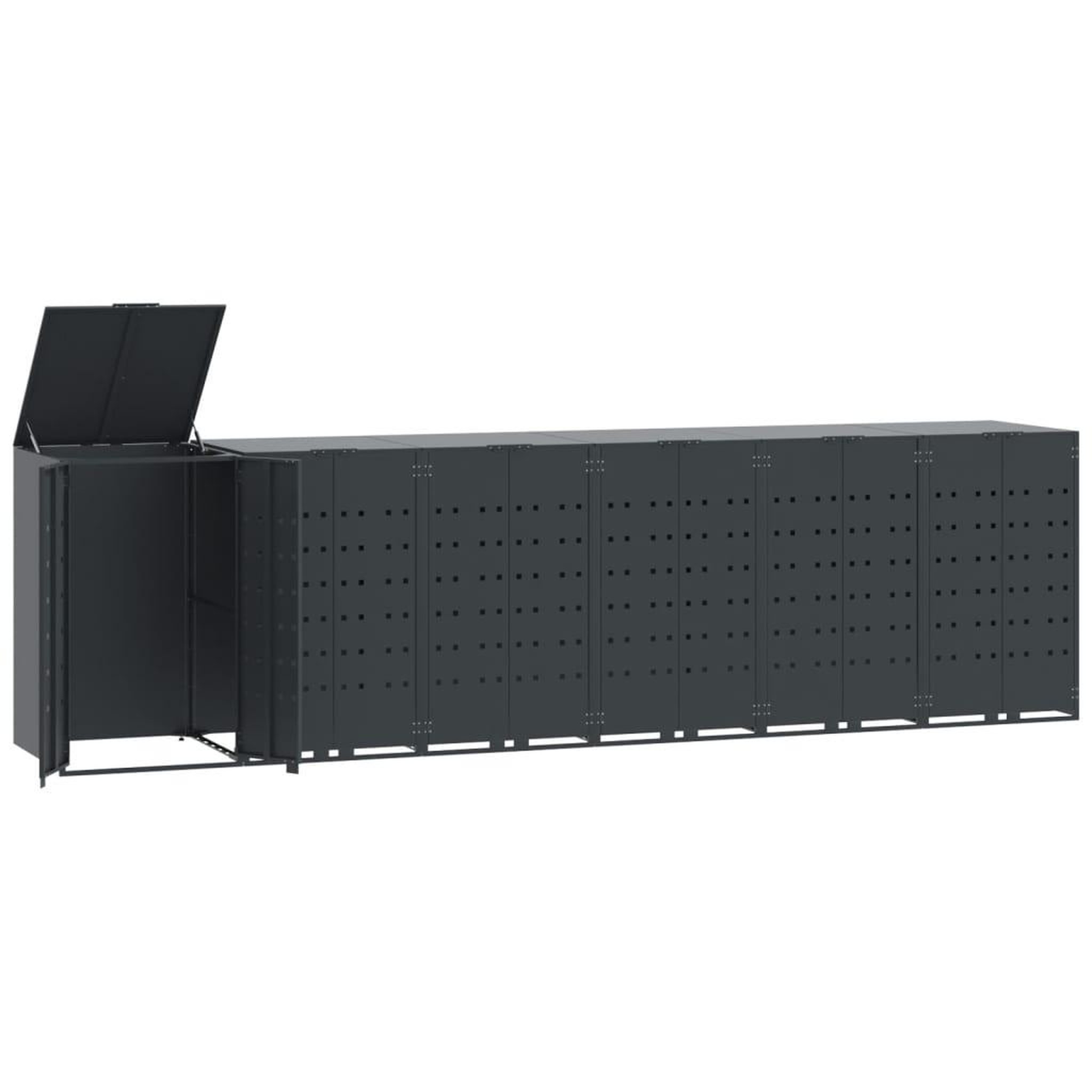 Voir la diapositive 2 : VIDAXL Rangement a roulettes pour poubelles pour 6 bacs anthracite