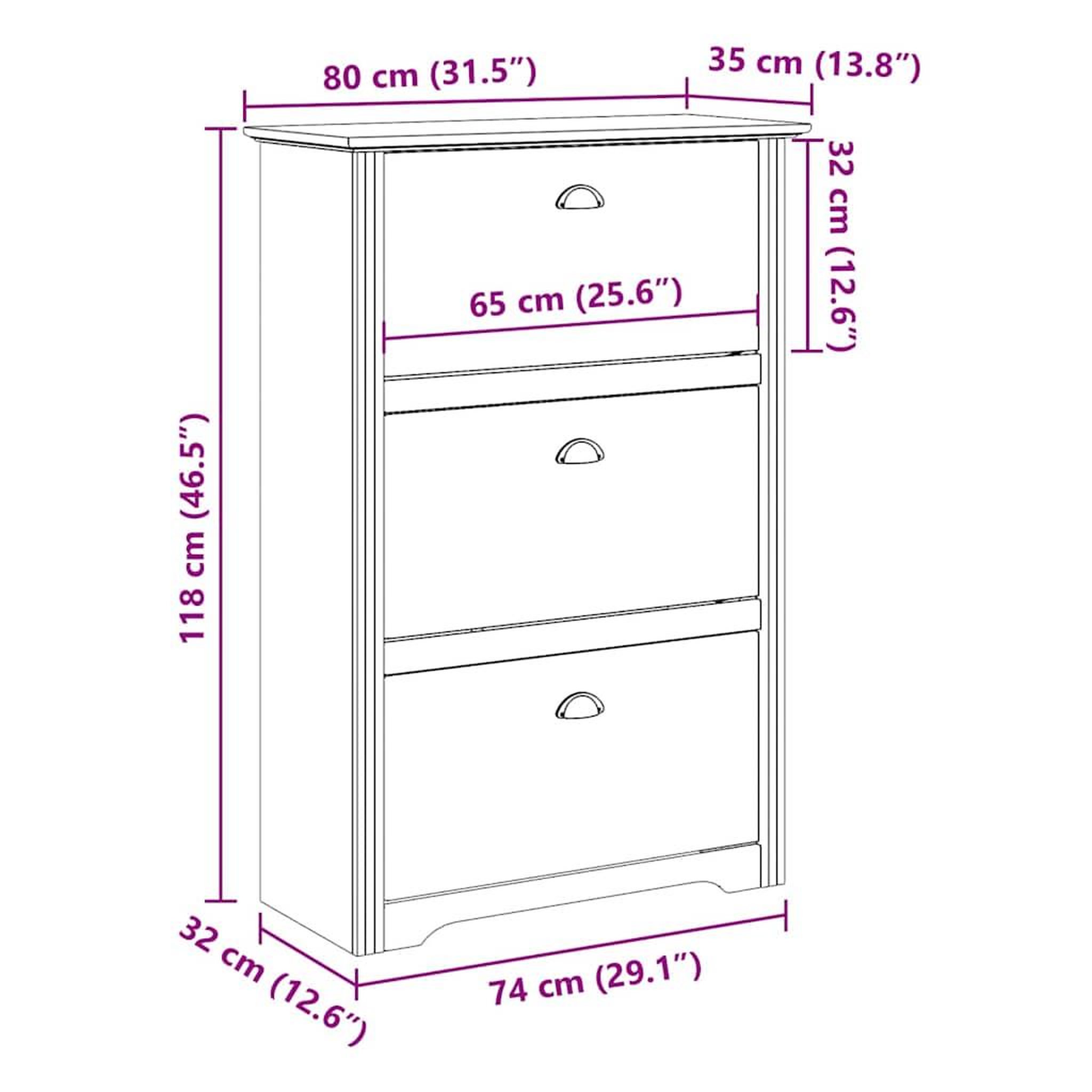 Voir la diapositive 6 : VIDAXL Etagere a chaussures BODO blanc et marron 80x35x118 cm