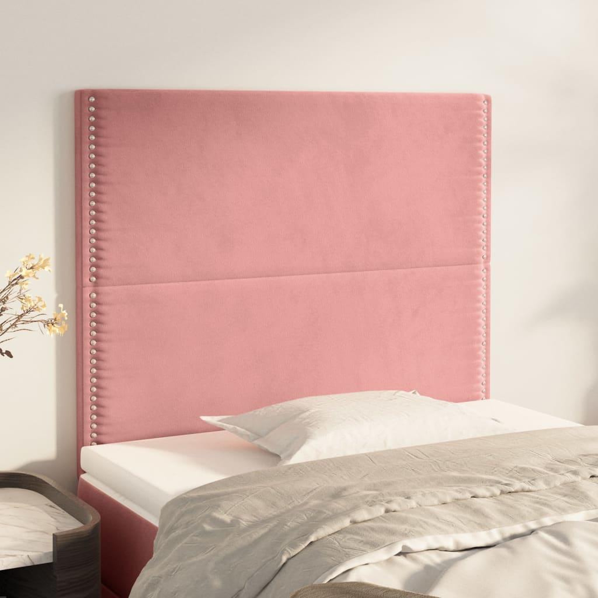 Voir la diapositive 1 : VIDAXL Tetes de lit 2 pcs Rose 100x5x78/88 cm Velours