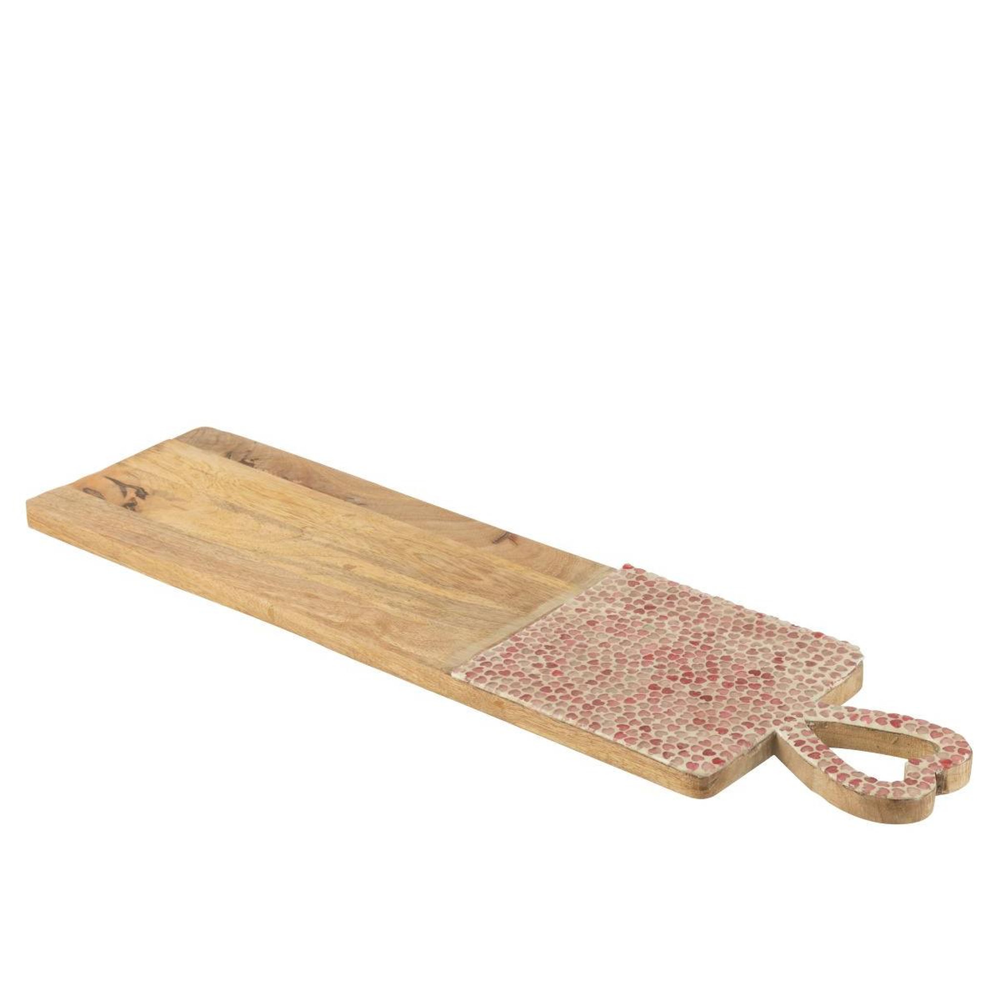 Voir la diapositive 4 : J-LINE Planche de Présentation Mosaïque Cœur en Bois  Freddy  74cm Rose