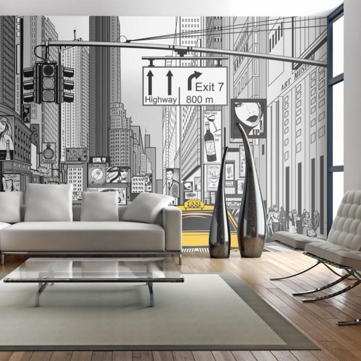 Paris Prix Papier Peint XXL  BD Taxis Jaunes à New York  270x550cm