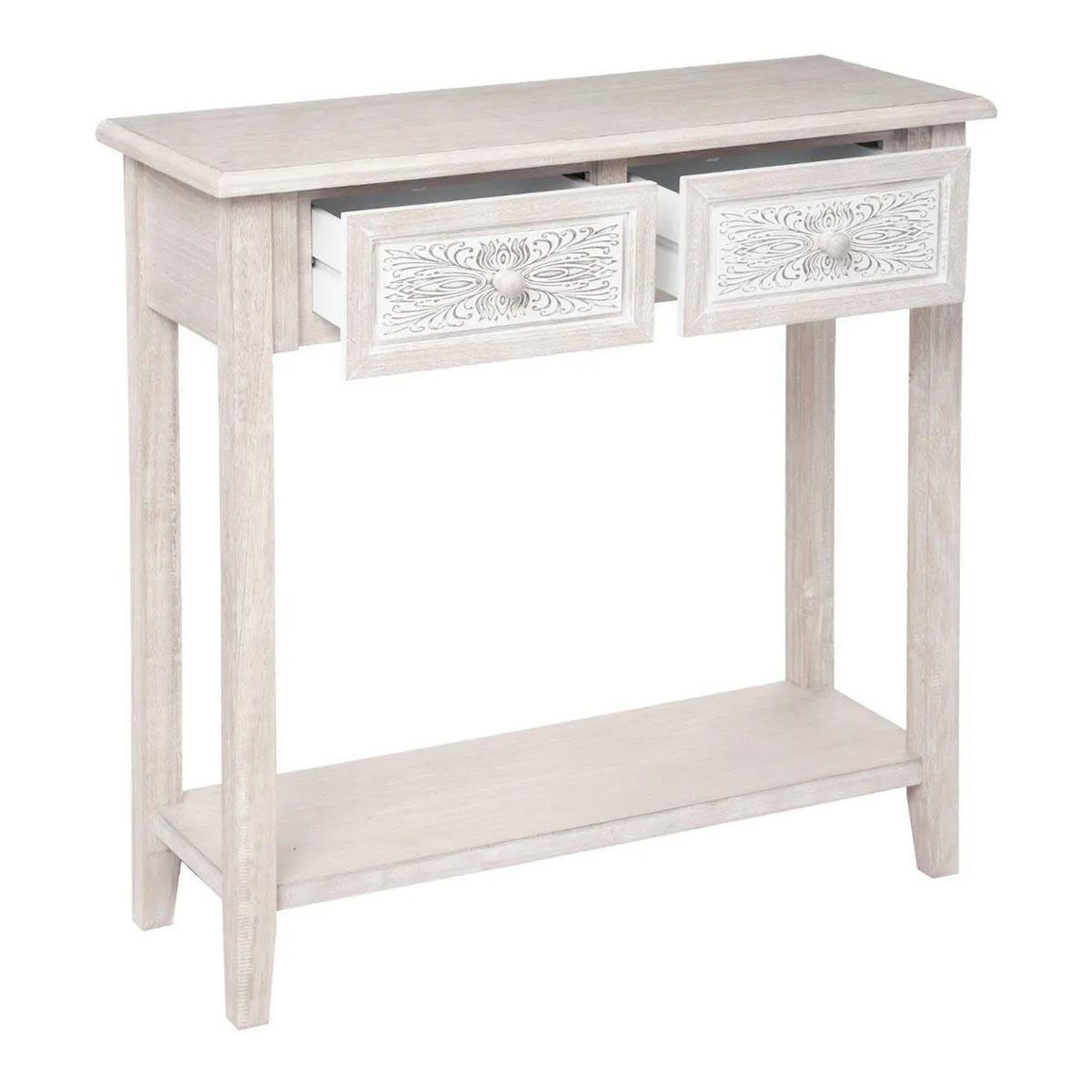 Voir la diapositive 2 : ATMOSPHERA Console design 2 tiroirs  hina  80cm blanc