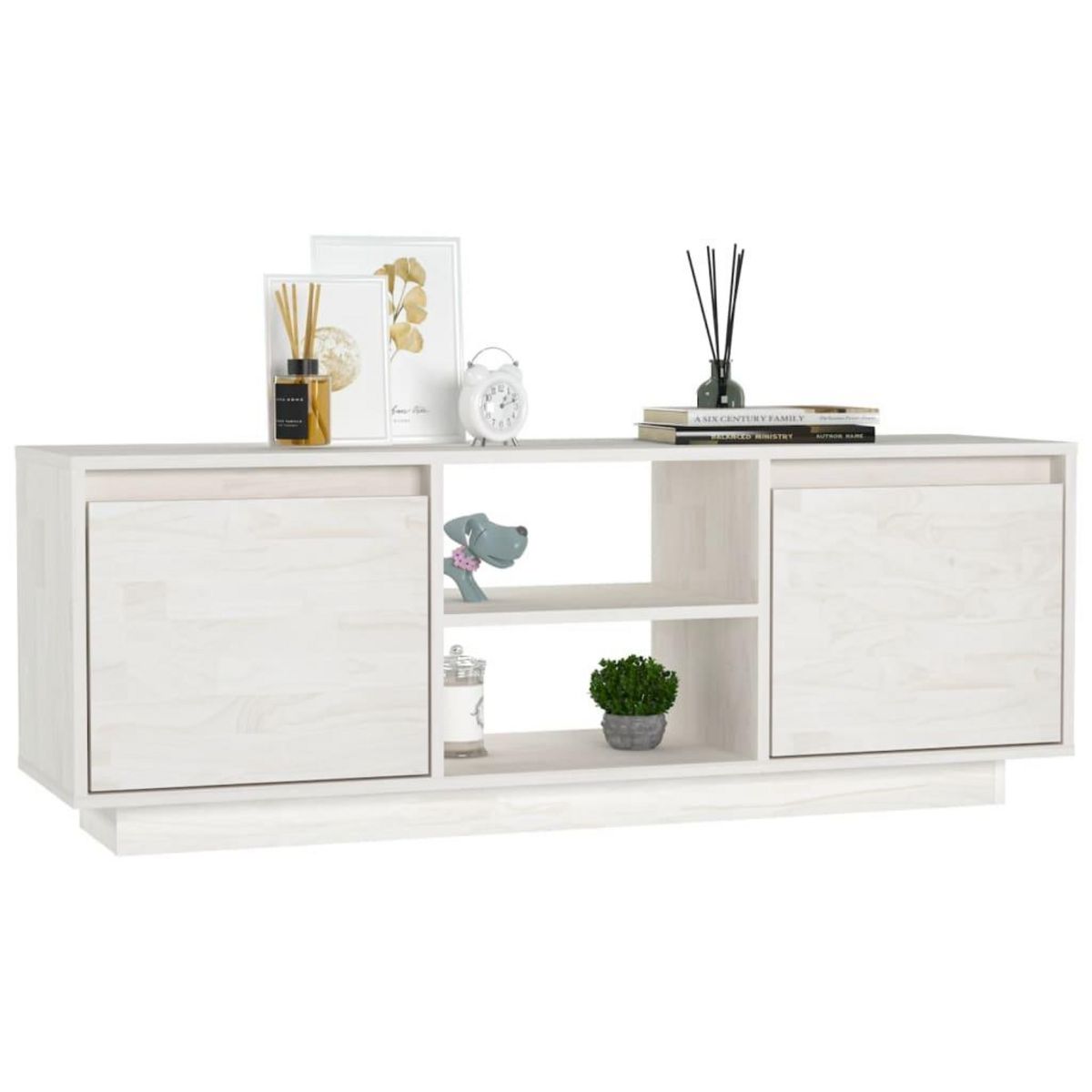 VIDAXL Meuble TV Blanc 110x30x40 cm Bois de pin massif