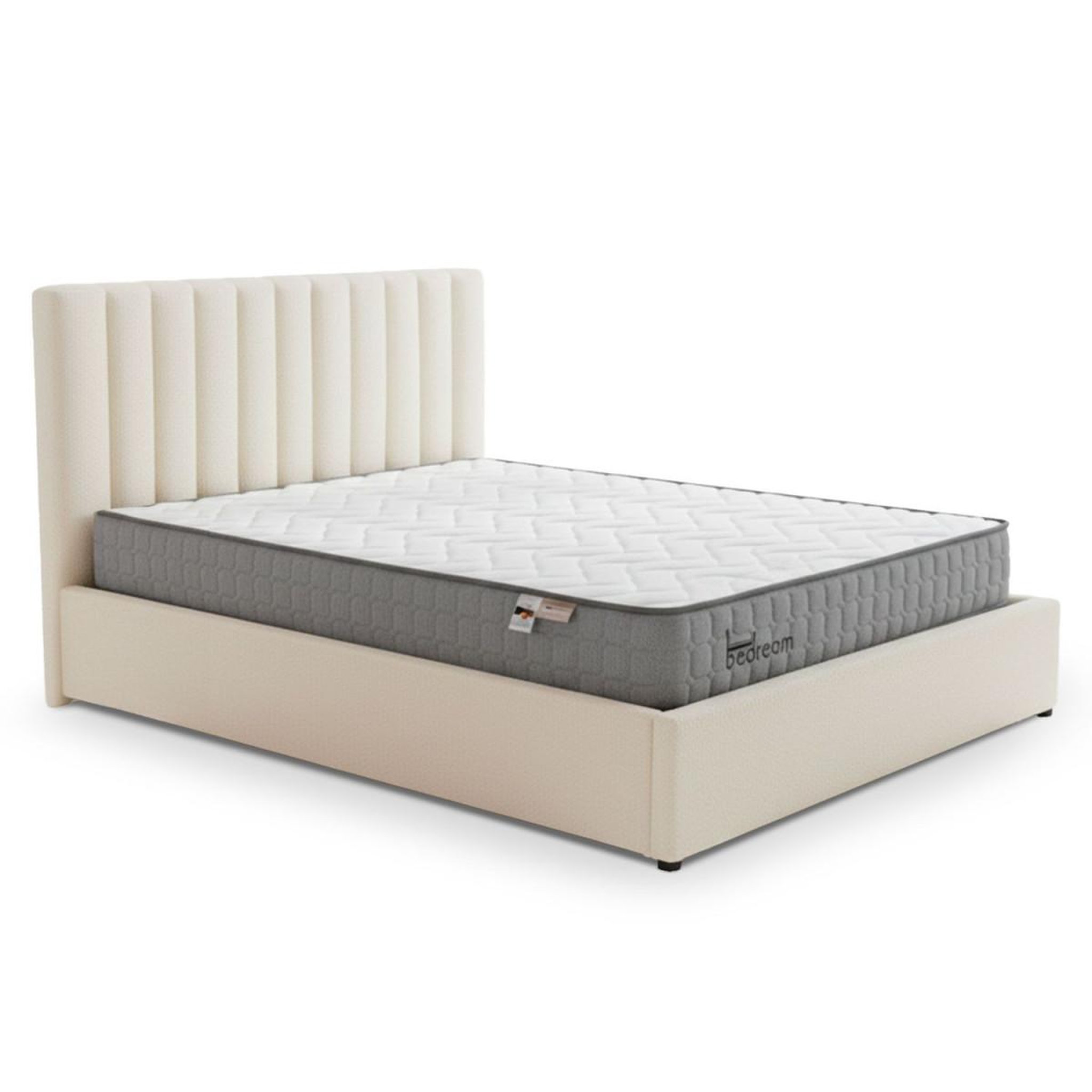 Paris Prix Pack lit coffre bouclette & matelas  dream & goodream  140x190cm beige