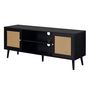 Voir la diapositive 4 : BEST MOBILIER Goto - meuble tv - noir et cannage - 140 cm