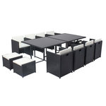 CONCEPT USINE Table et chaises 12 places encastrables résine noir-blanc MIAMI