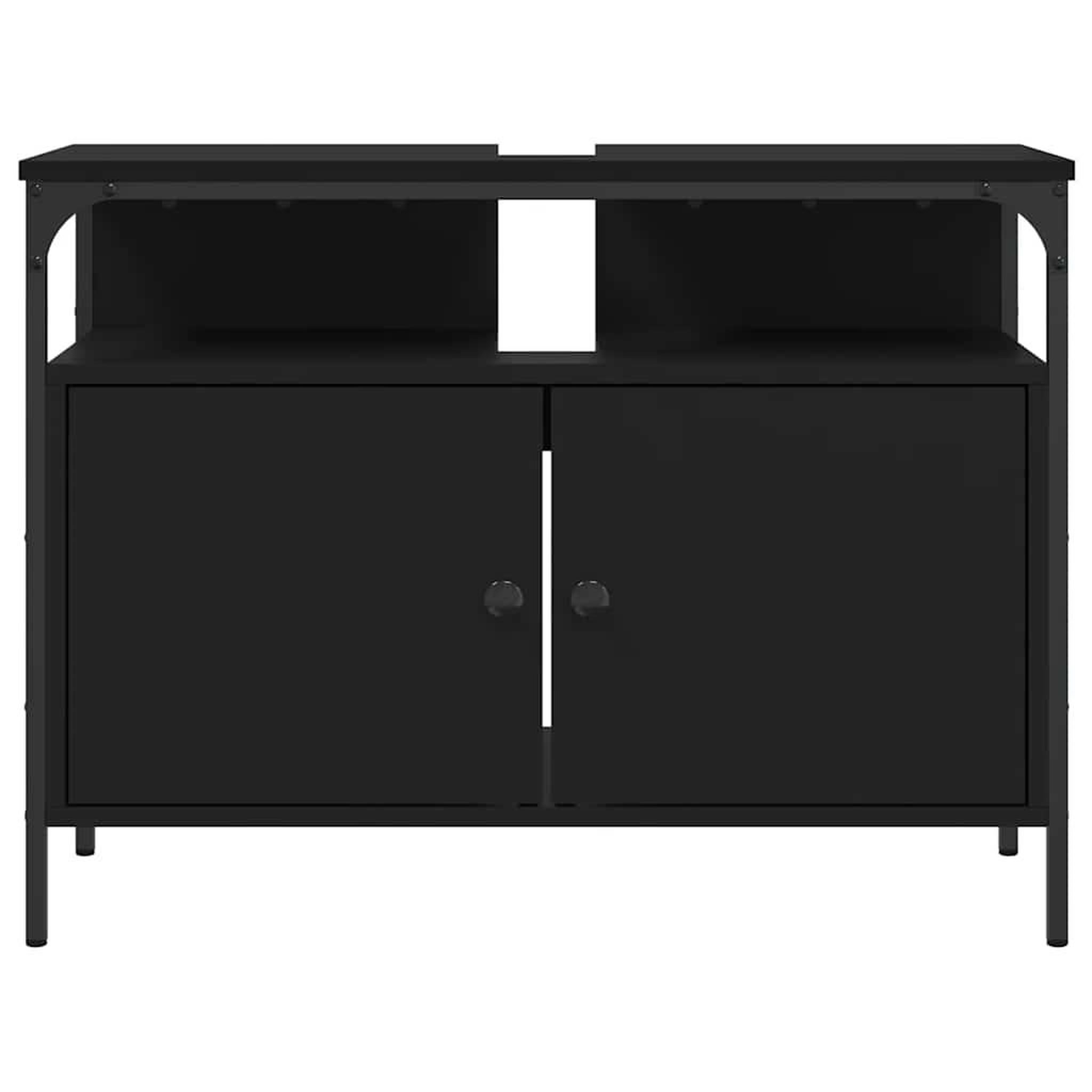Voir la diapositive 5 : VIDAXL Armoire lavabo de salle de bain noir 80x30x60 cm