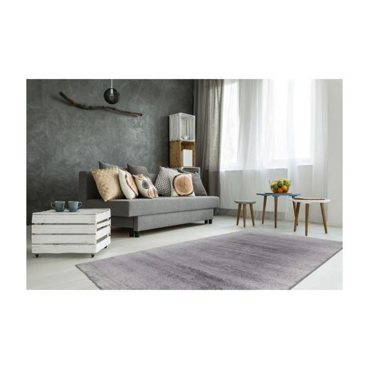 Paris Prix Tapis à Poils Courts Tissé  Stanley  Gris Argent