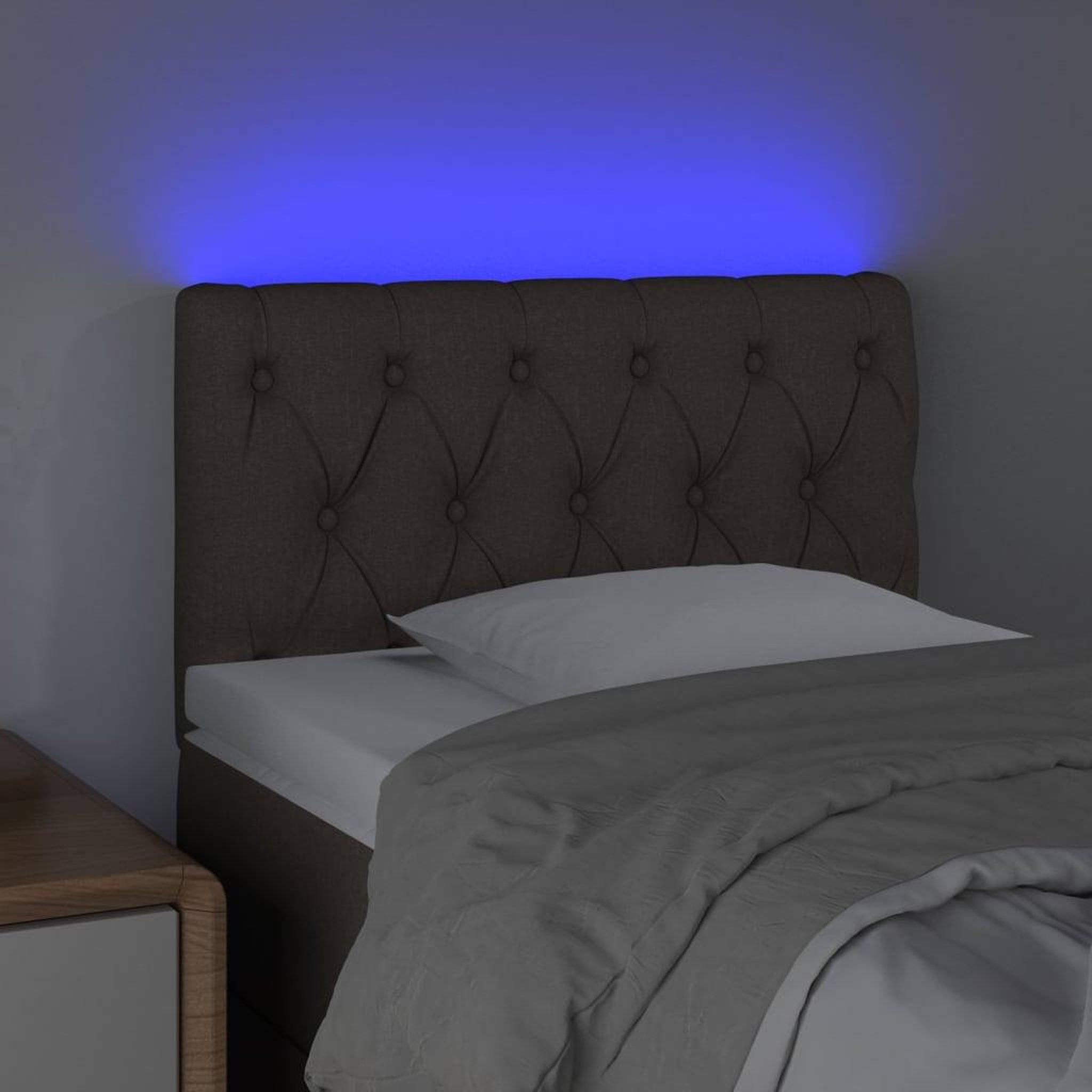 Voir la diapositive 3 : VIDAXL Tete de lit a LED Taupe 80x7x78/88 cm Tissu