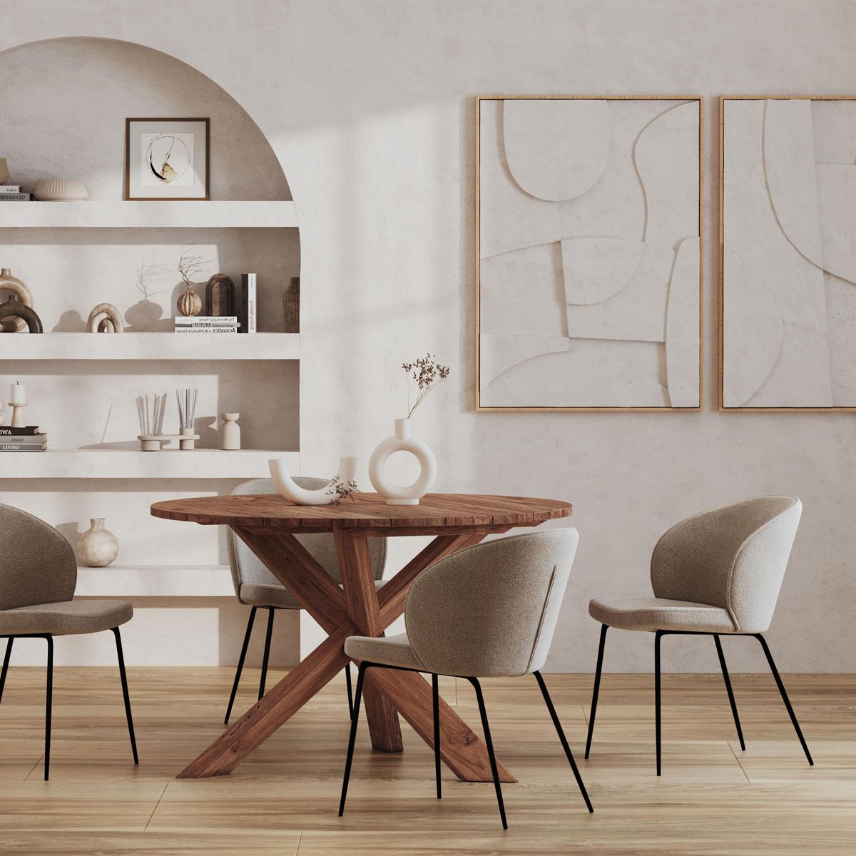 Rendez vous déco Lot de 2 chaises jaunes en tissu bouclette et pied en métal - Groom