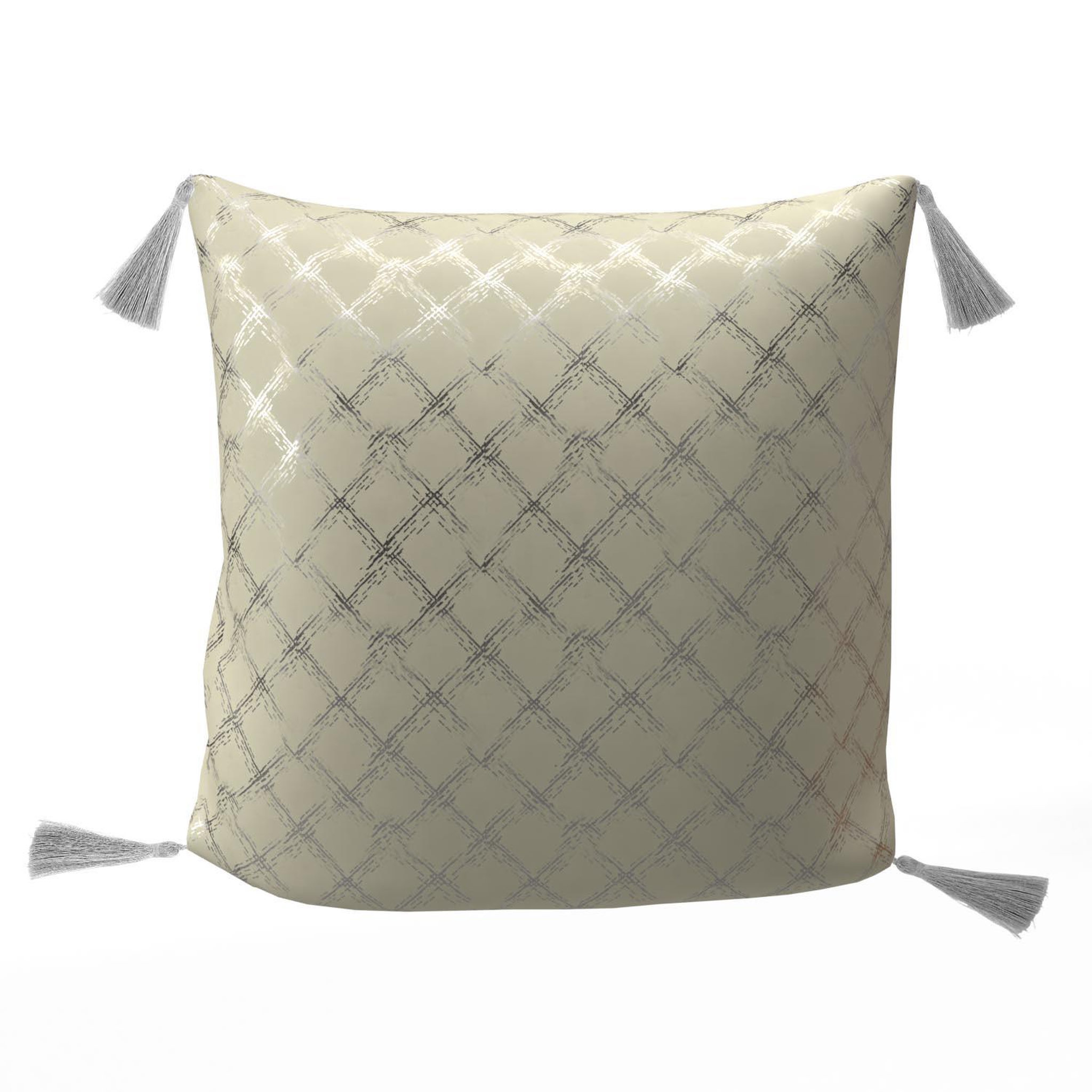 SOLEIL D'OCRE Coussin festif en pur coton 40x40 cm celeste argent, par soleil d'ocre