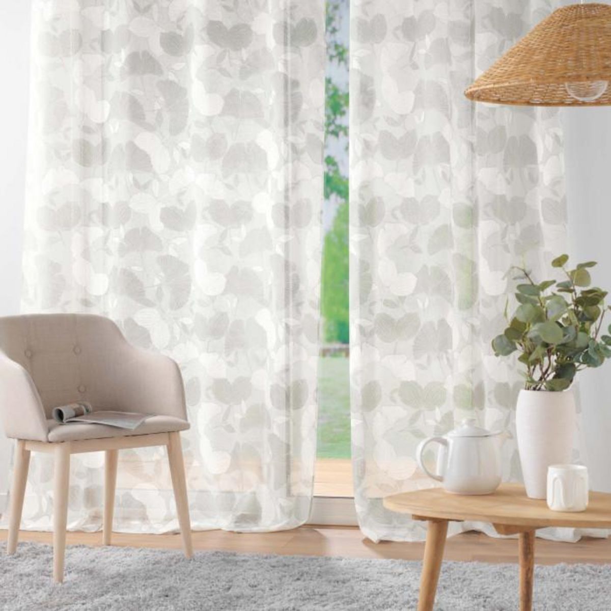 Paris Prix Rideau Voilage à Œillets  Ginko  140x280cm Blanc