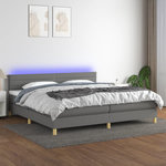 VIDAXL Sommier a lattes de lit et matelas et LED Gris fonce 200x200 cm