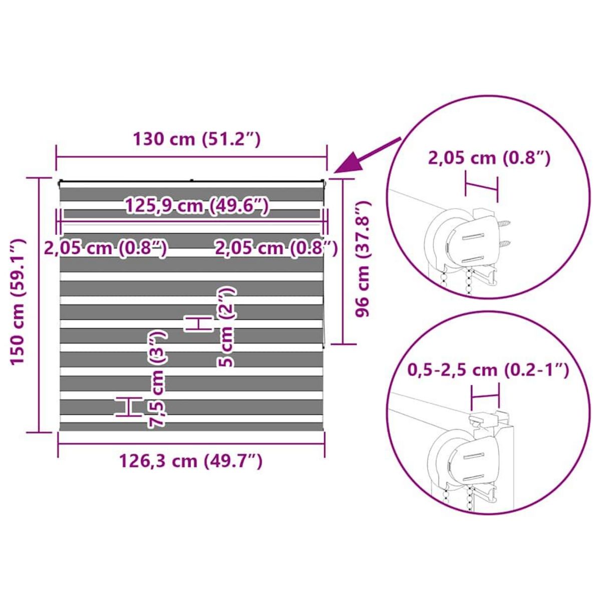 VIDAXL Store zebre beige marbre largeur du tissu 125,9 cm polyester