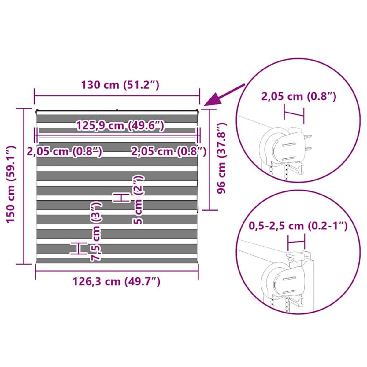 VIDAXL Store zebre beige marbre largeur du tissu 125,9 cm polyester