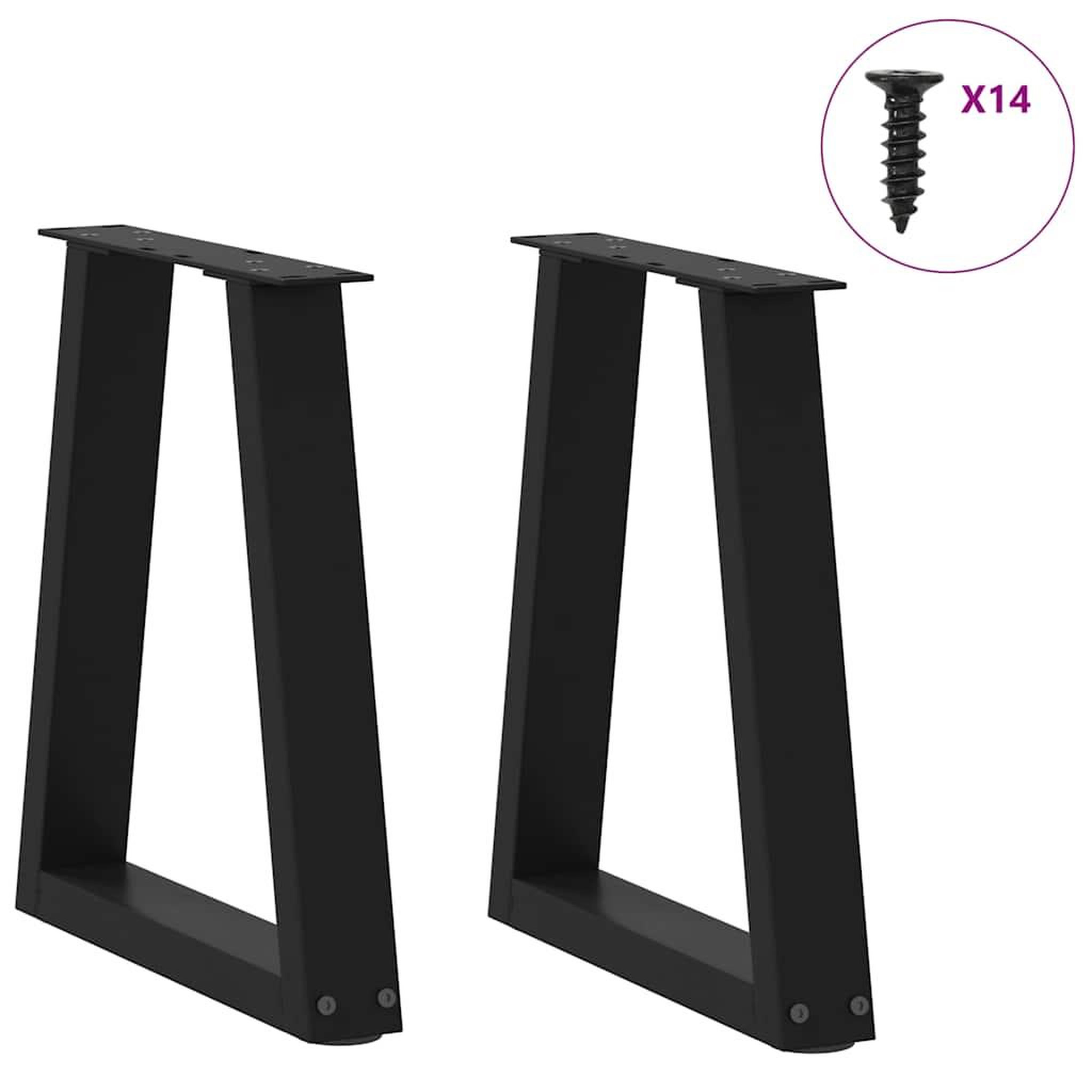 Voir la diapositive 3 : VIDAXL Pieds de table a manger forme de V 2 pcs noir 38x(42-43,3) cm