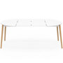 Voir la diapositive 3 : ID MARKET Table à manger extensible ronde ANGELA 4-10 personnes blanc pied bois 110 - 200 cm