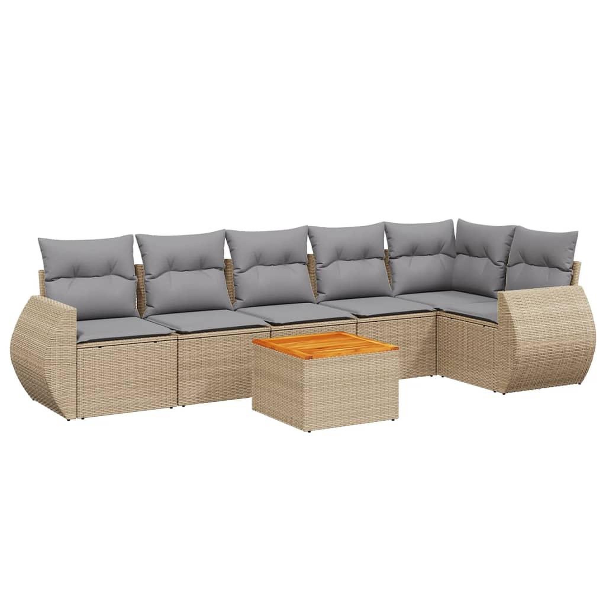 Voir la diapositive 2 : VIDAXL Salon de jardin avec coussins 7 pcs beige resine tressee