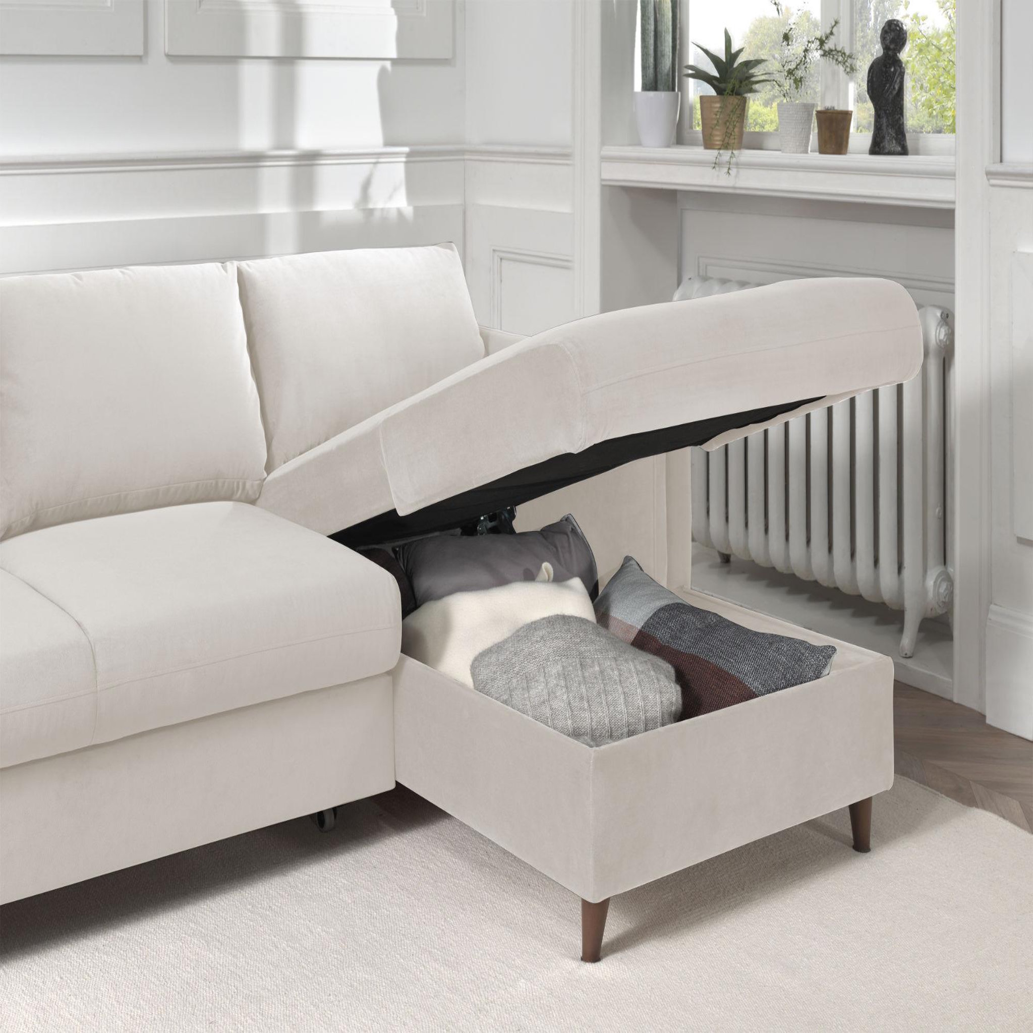 Voir la diapositive 4 : BEST MOBILIER Brooke - canapé d'angle droit - convertible avec coffre - 4 places - en velours