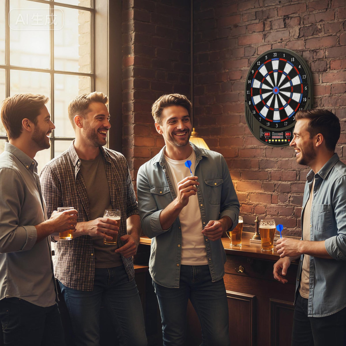 HOMCOM Cible jeu de fléchettes électronique 33 jeux 202 variations jusqu'à 8 joueurs