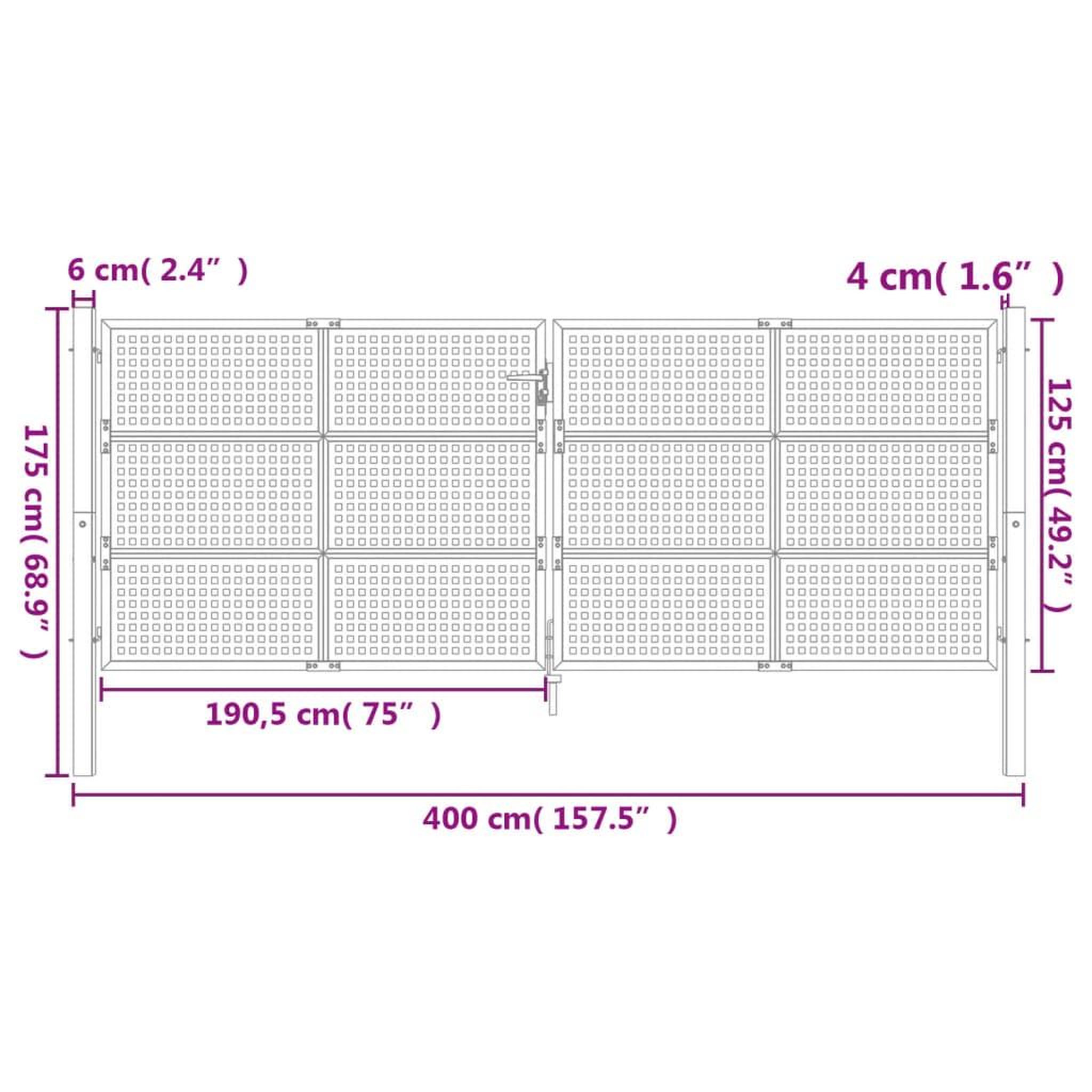 Voir la diapositive 6 : VIDAXL Portail de jardin anthracite 400x125 cm acier