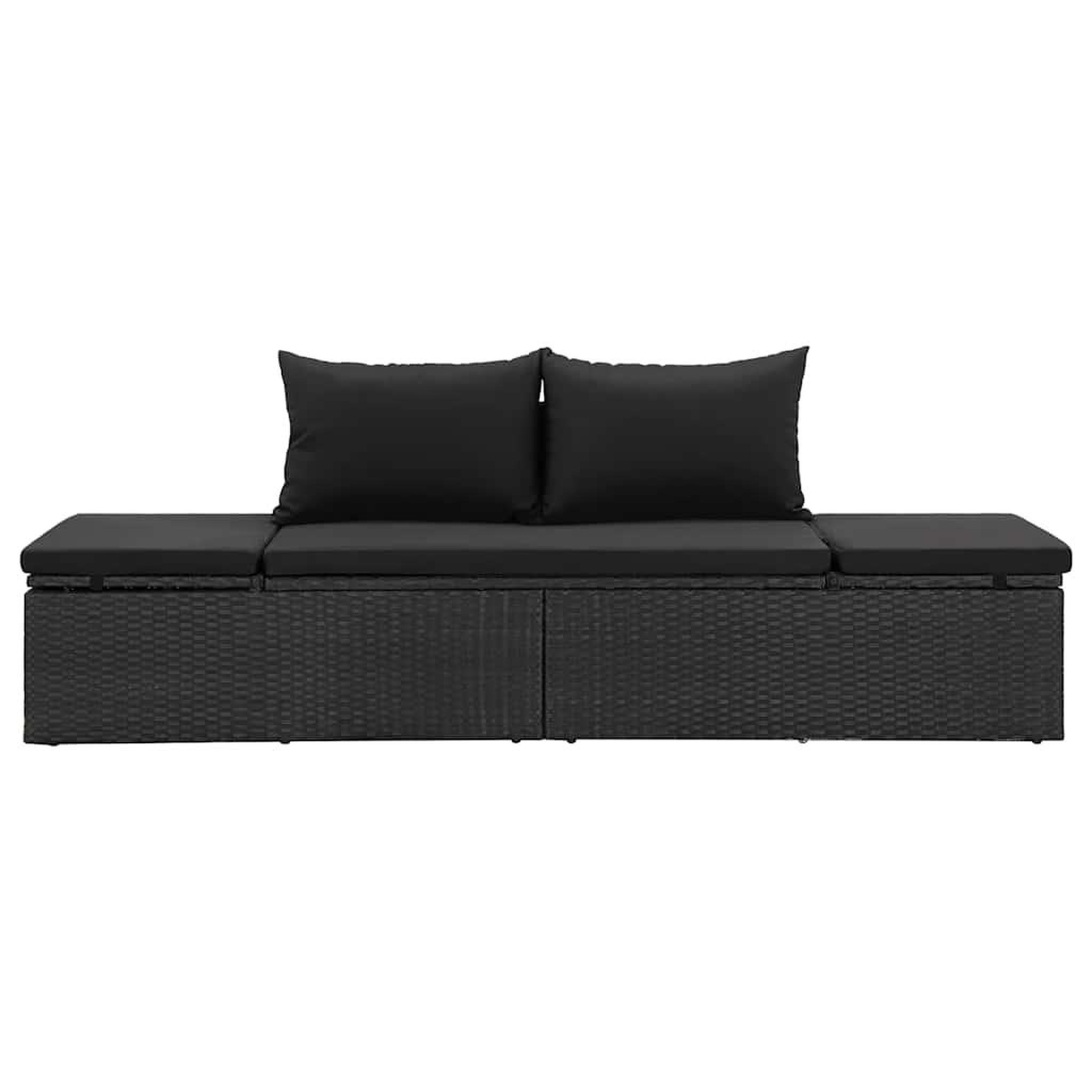 Voir la diapositive 4 : VIDAXL Chaise longue avec coussins resine tressee noir