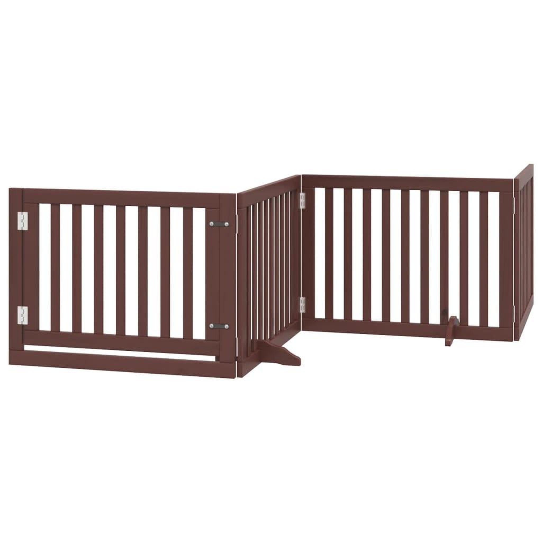 Voir la diapositive 2 : VIDAXL Barriere pour chiens avec porte 4 panneaux bois de peuplier