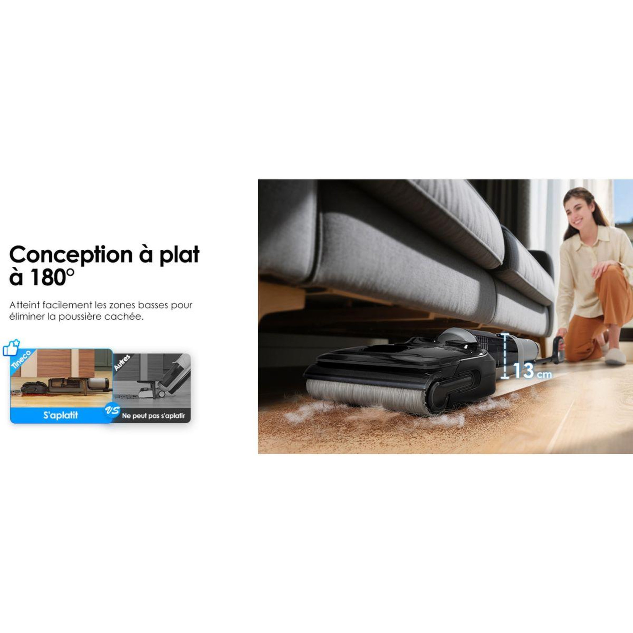 Voir la diapositive 4 : TINECO Aspirateur laveur floor one i5 stretch plus light gris