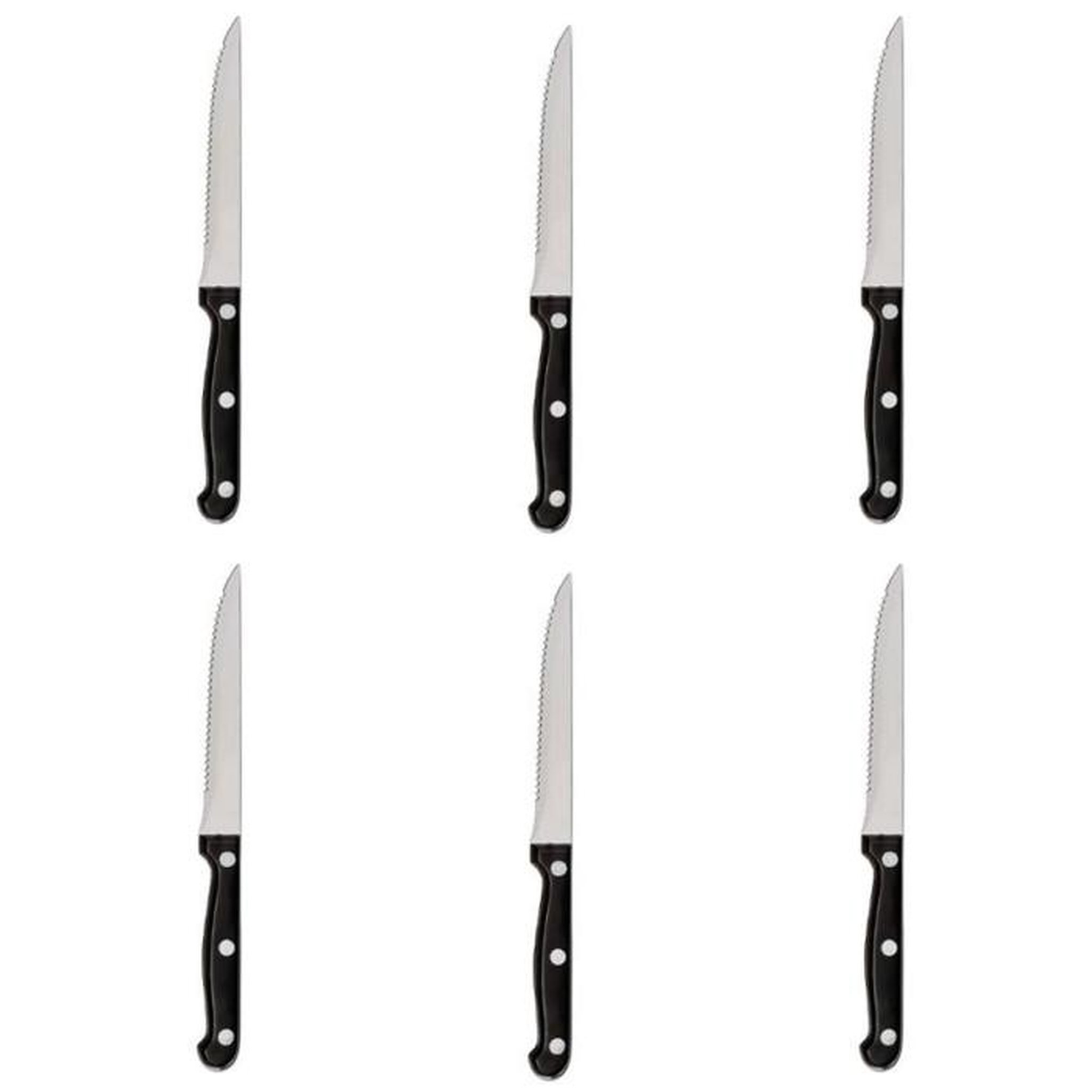 Voir la diapositive 2 : SECRET DE GOURMET Lot de 6 couteaux de table  steak  27cm noir